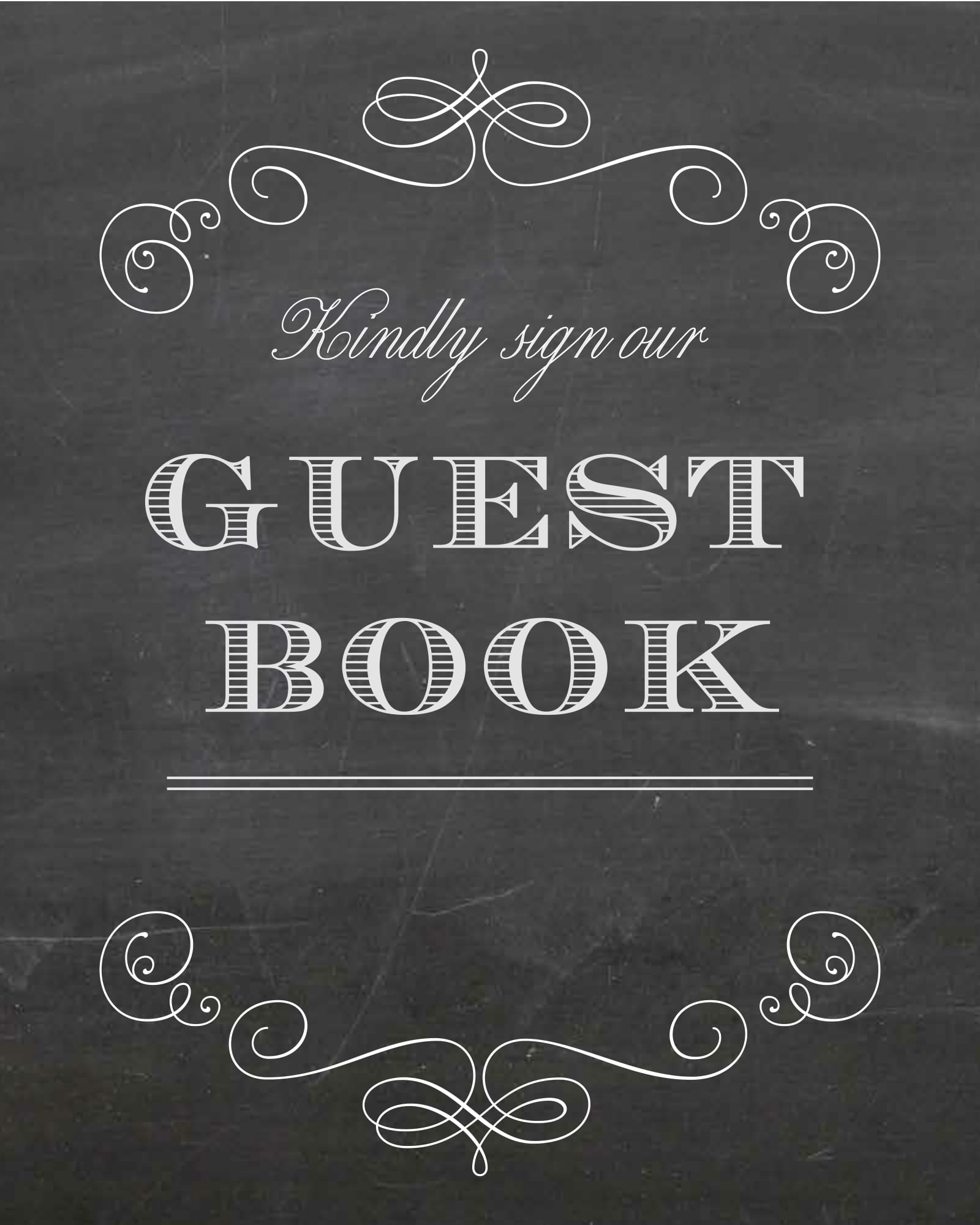 Fancy Chalkboard Guest Book Sign Printables By Basic Invite