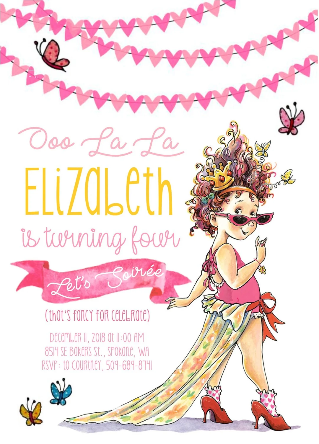 Fancy Nancy Birthday Invite Palm To Pine Design