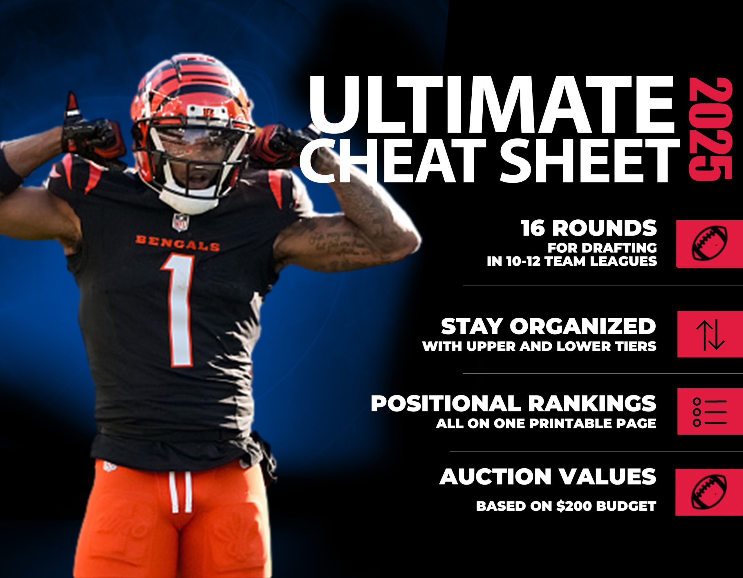 2026 Fantasy Football Printable Cheat Sheets
