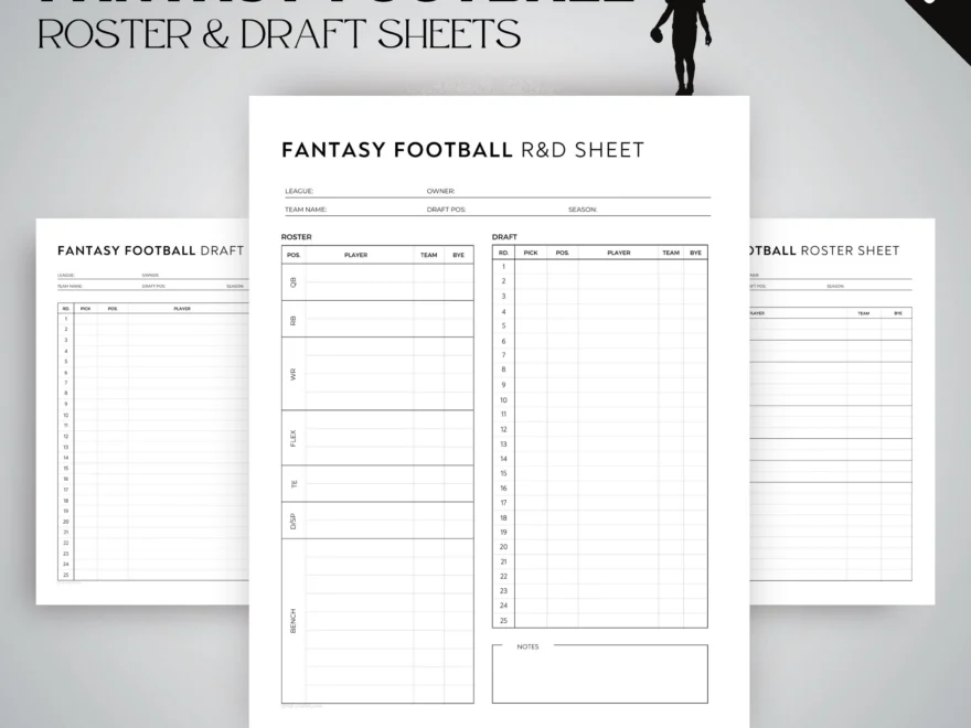 Fantasy Football Draft Roster Sheet Etsy