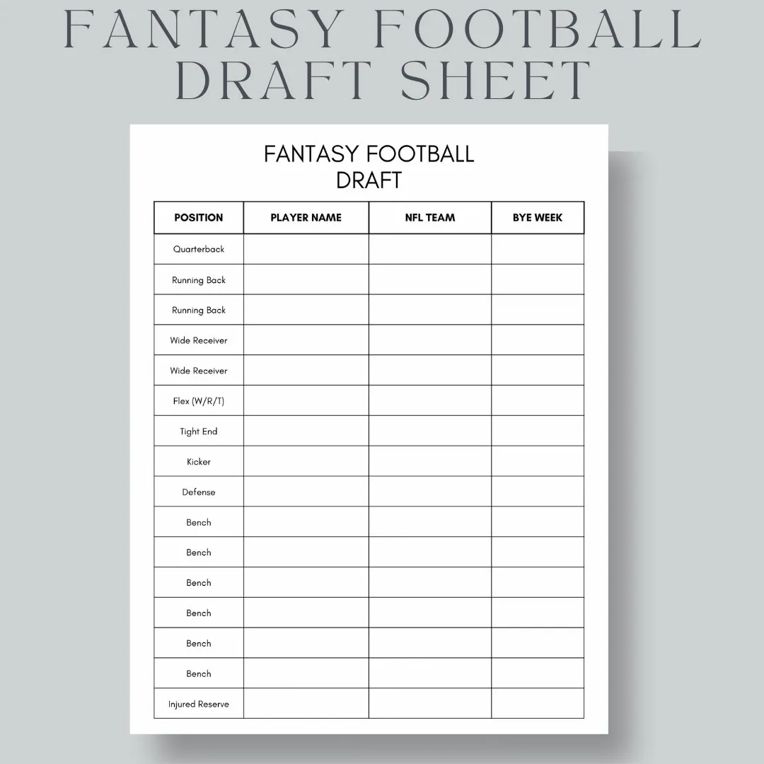Printable Draft Roster Sheets