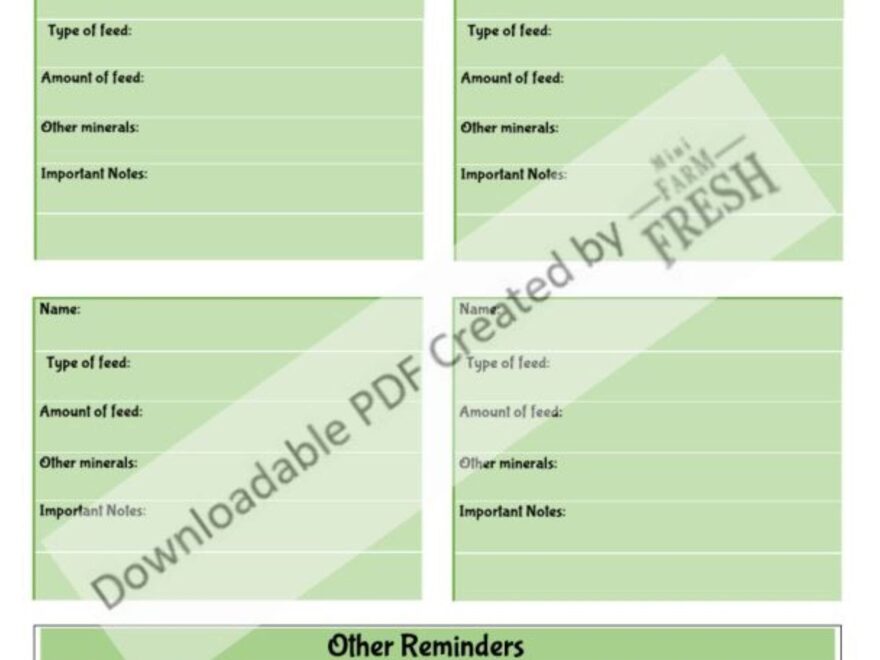 Farm Animal Feed Medication Schedule Caretaker Instructions digital Download Etsy Canada