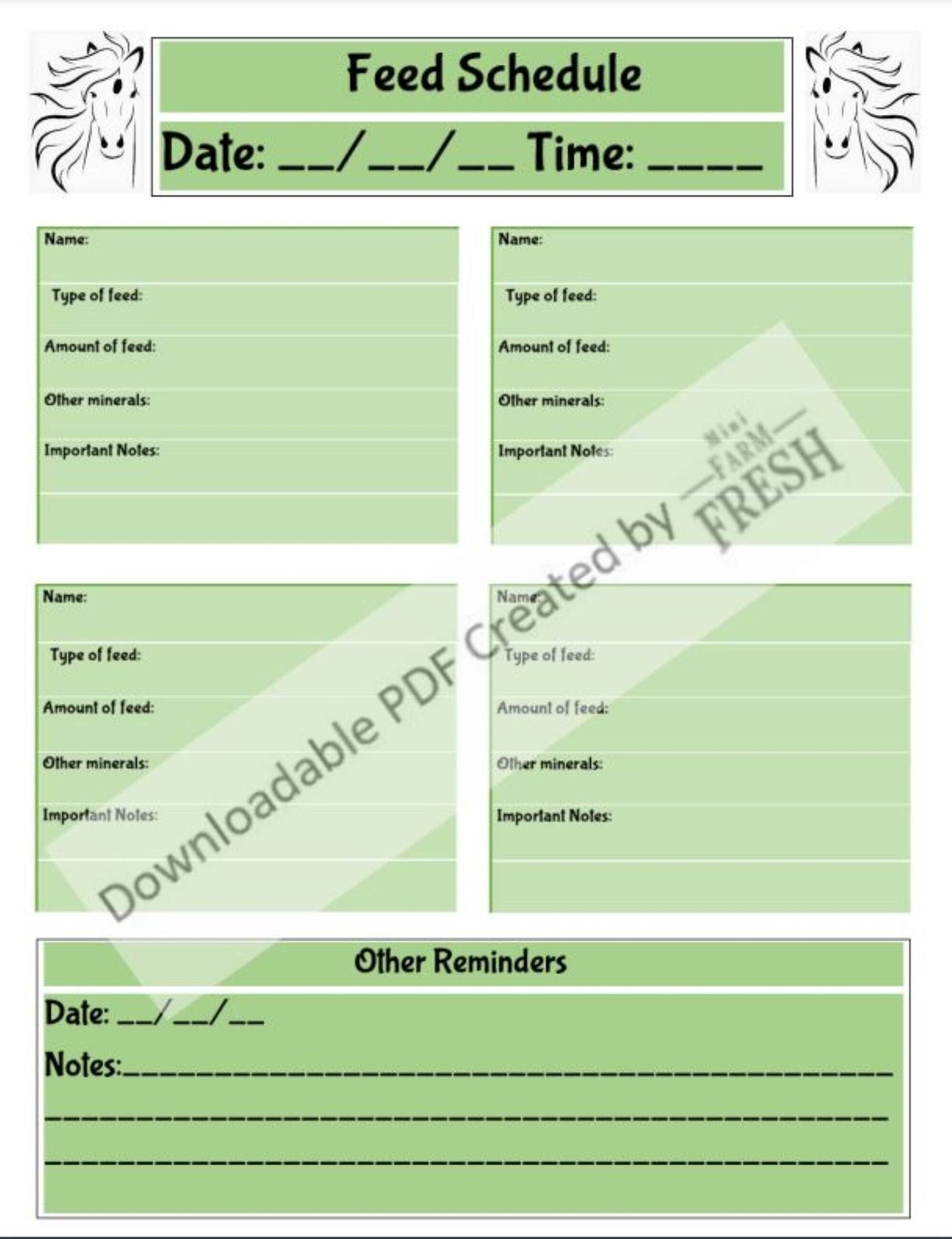 Farm Animal Feed Medication Schedule Caretaker Instructions digital Download Etsy Canada