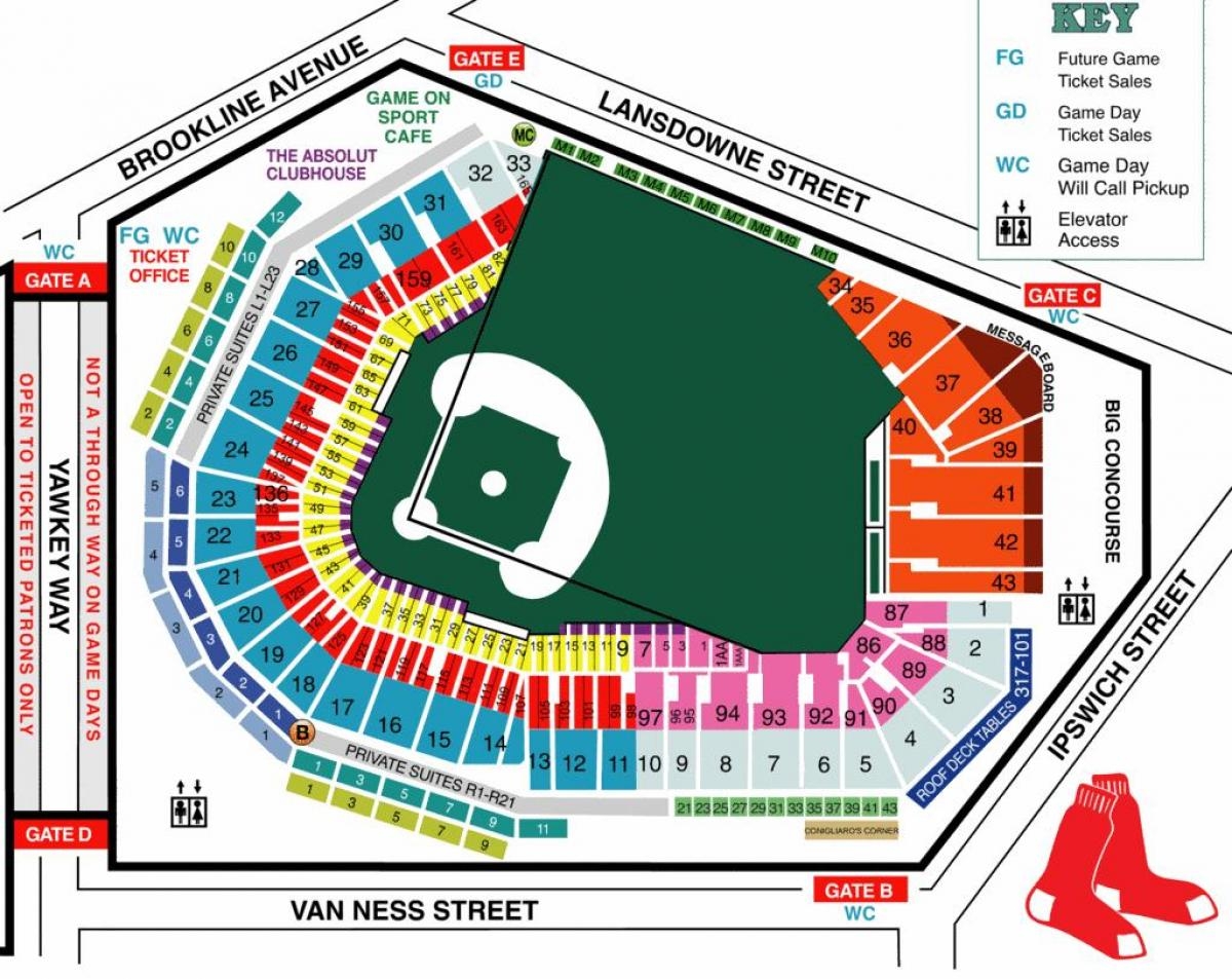 Fenway Park Seating Map Fenway Seat Map United States Of America 
