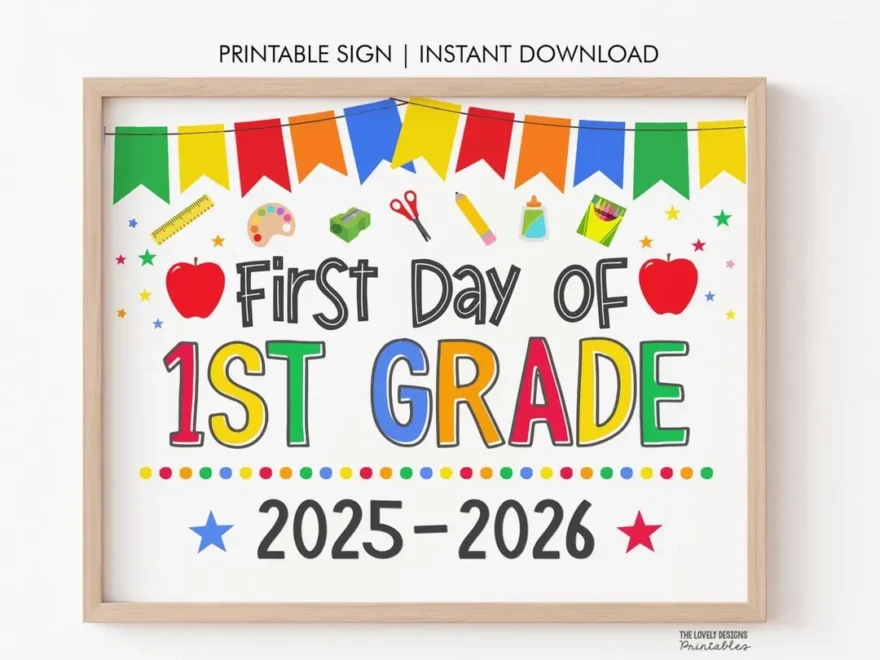 First Day Of 1st Grade Sign Printable INSTANT DOWNLOAD Photo Prop First Day Of First Grade Sign Chalkboard Back To School Sign Etsy