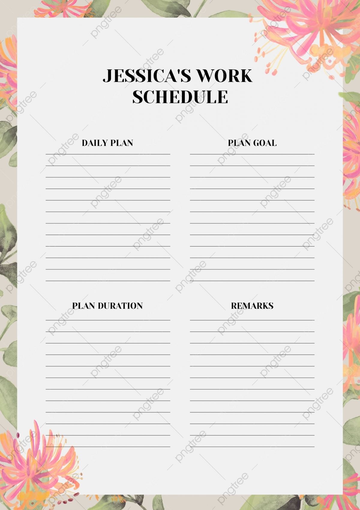 Printable Collum List Template Flowers