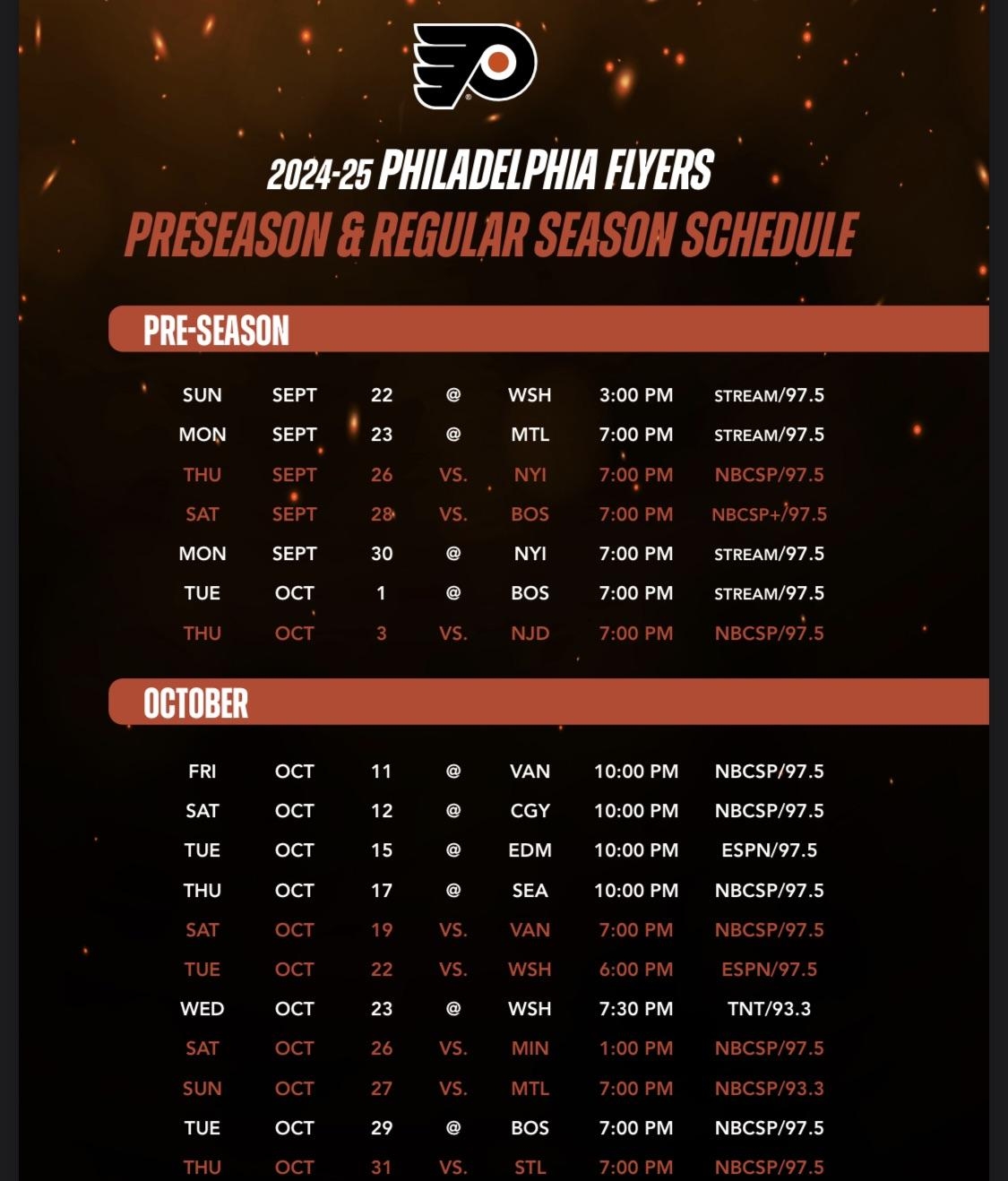 Flyers Announce 2024 25 Broadcast Schedule Philadelphia Flyers R Flyers