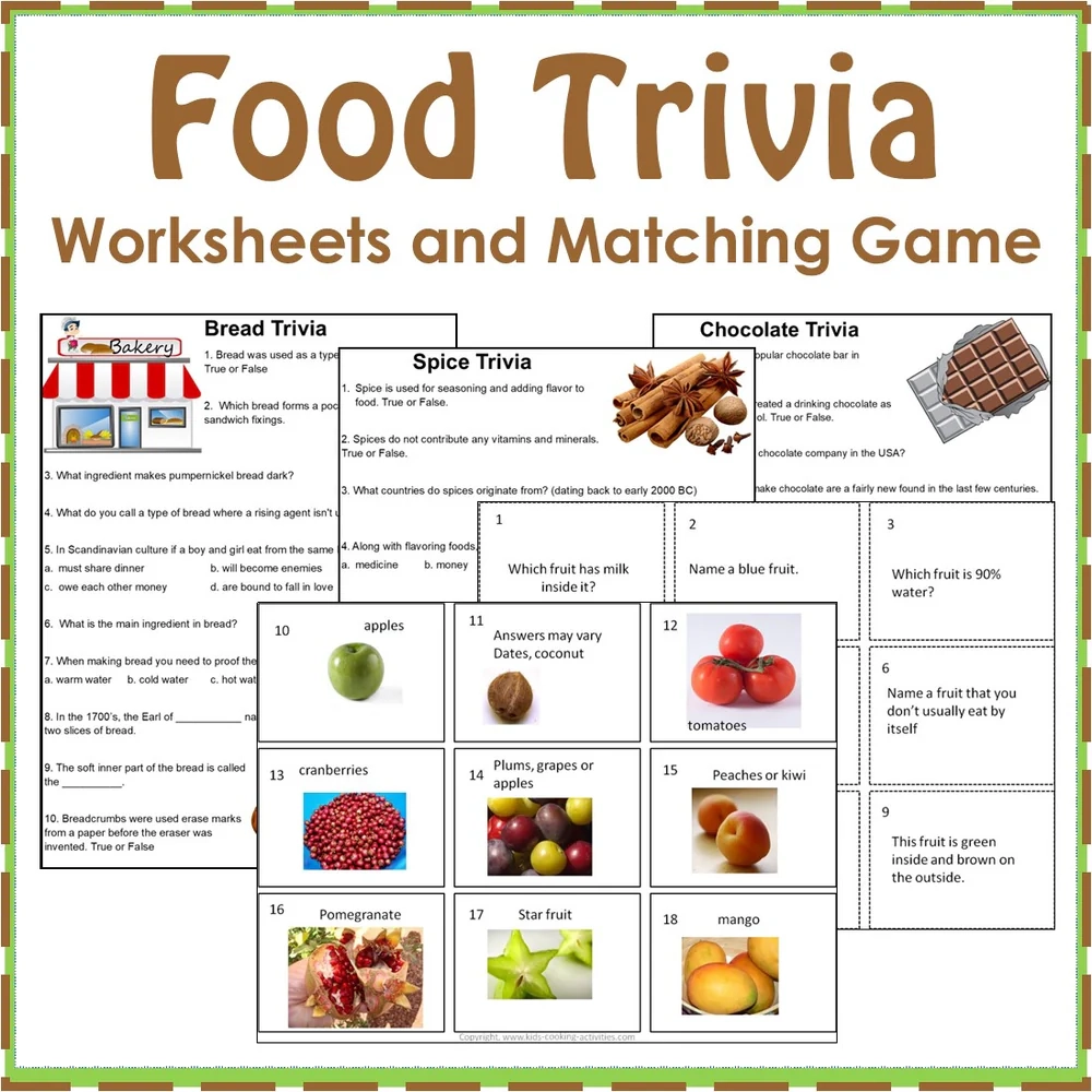 Printable Fun Food Quiz With Answers
