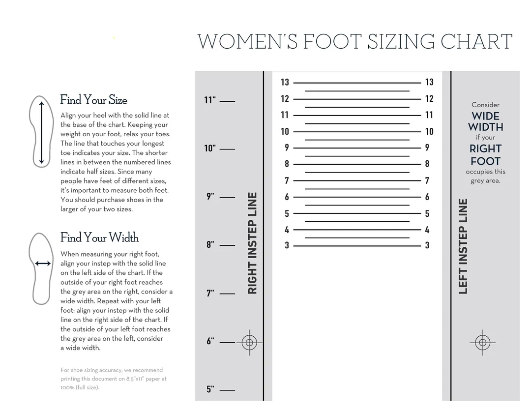 Women Size Chart Printable Women Size Chart Printable
