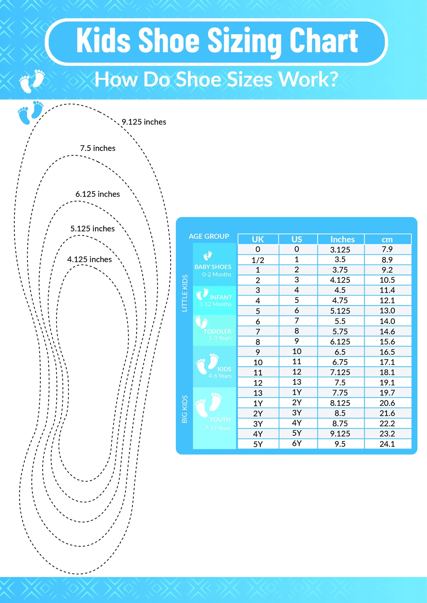 Printable Foot Measuring Chart