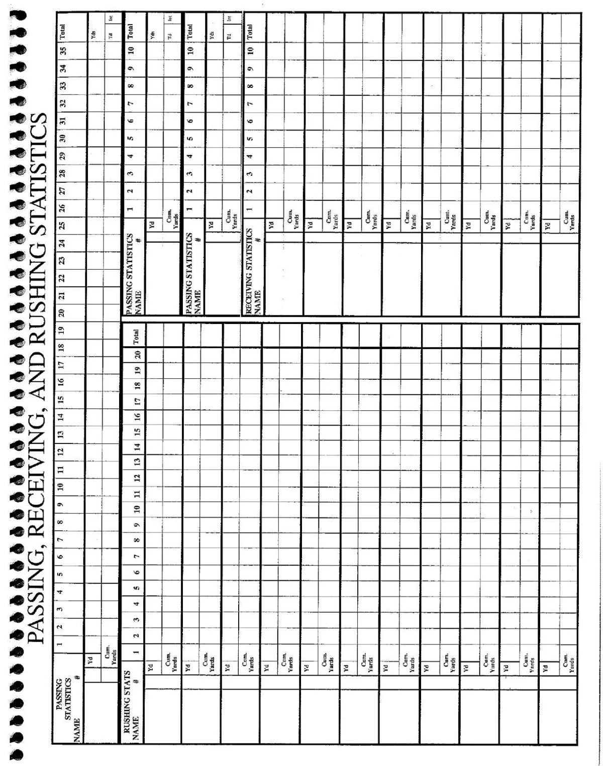 Football Stat Sheets And Forms