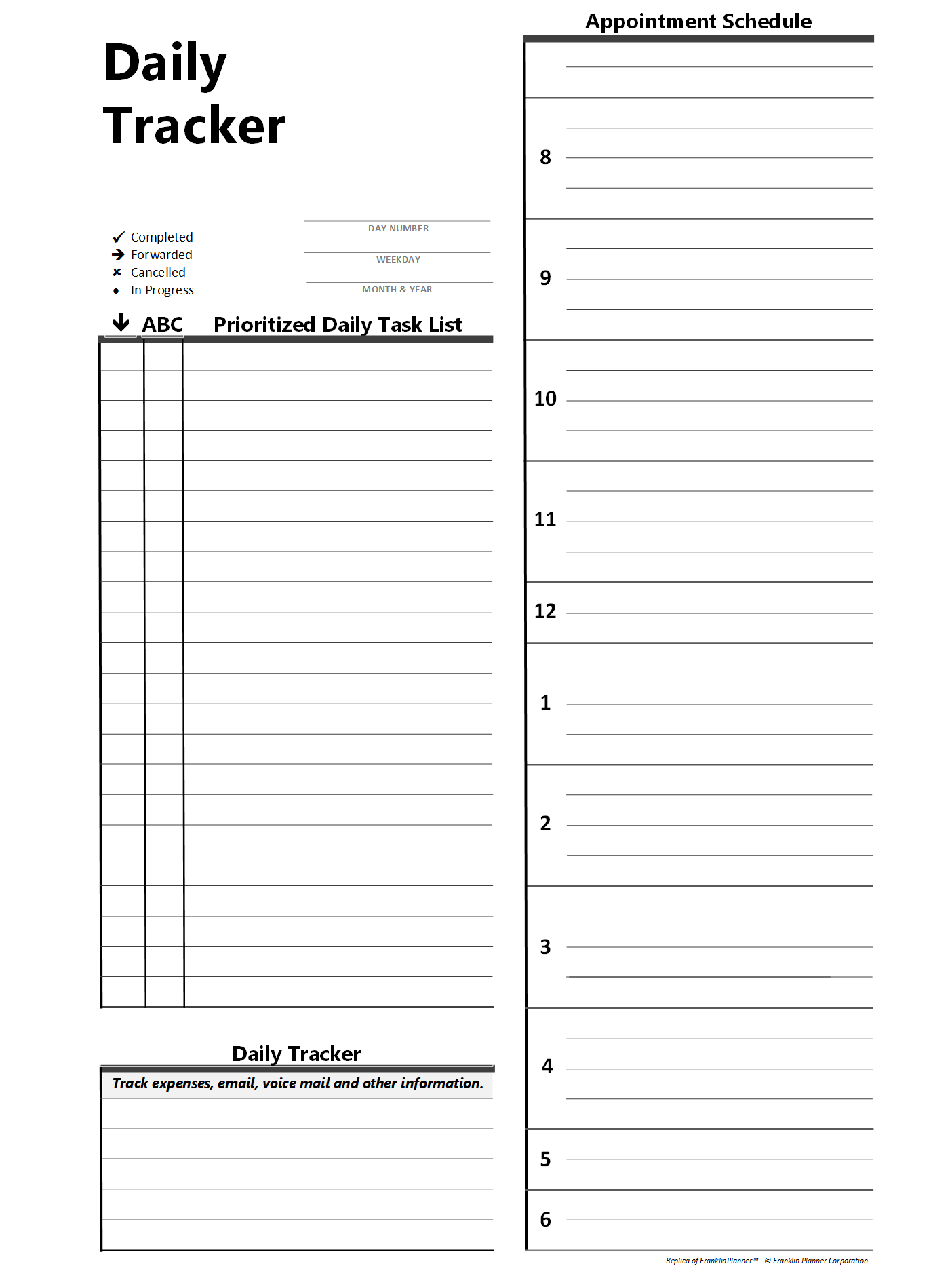Franklin DayPlanner Style Template R RemarkableTablet