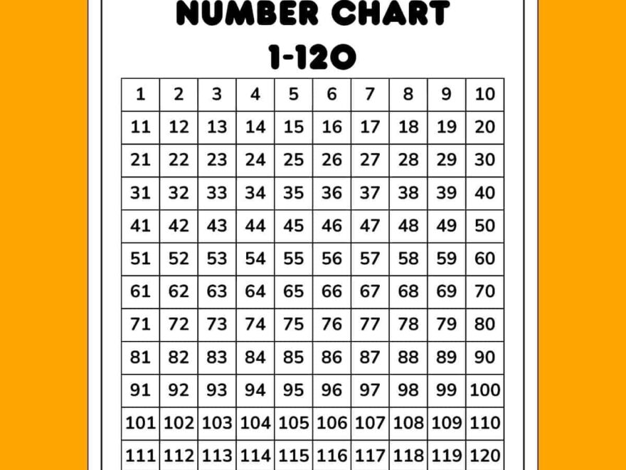 Free 1 120 Number Chart To Print For Kids
