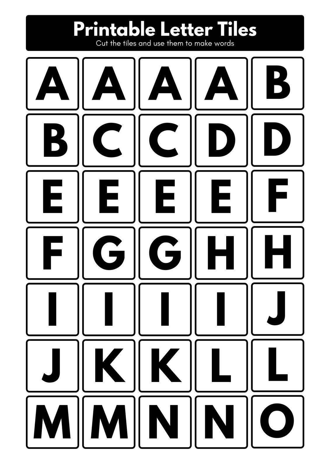 Printable Alphabet Letters List