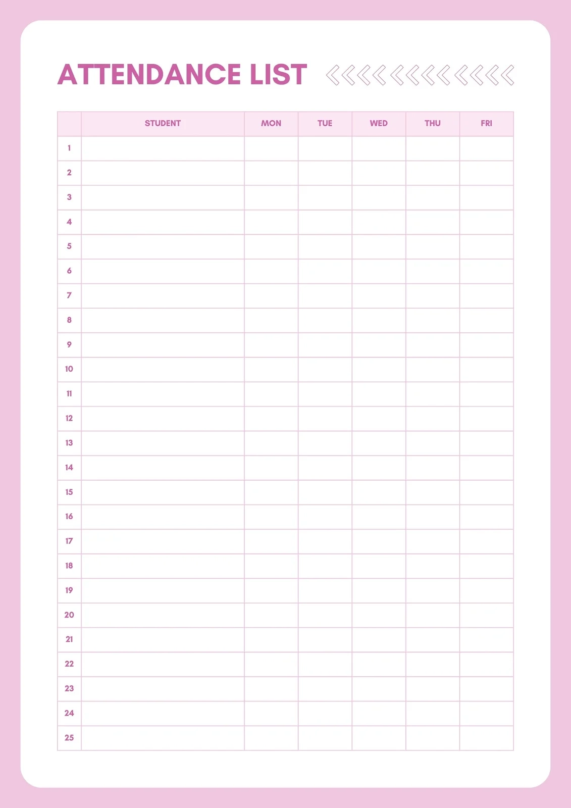 Attendance Sheet Free Printable