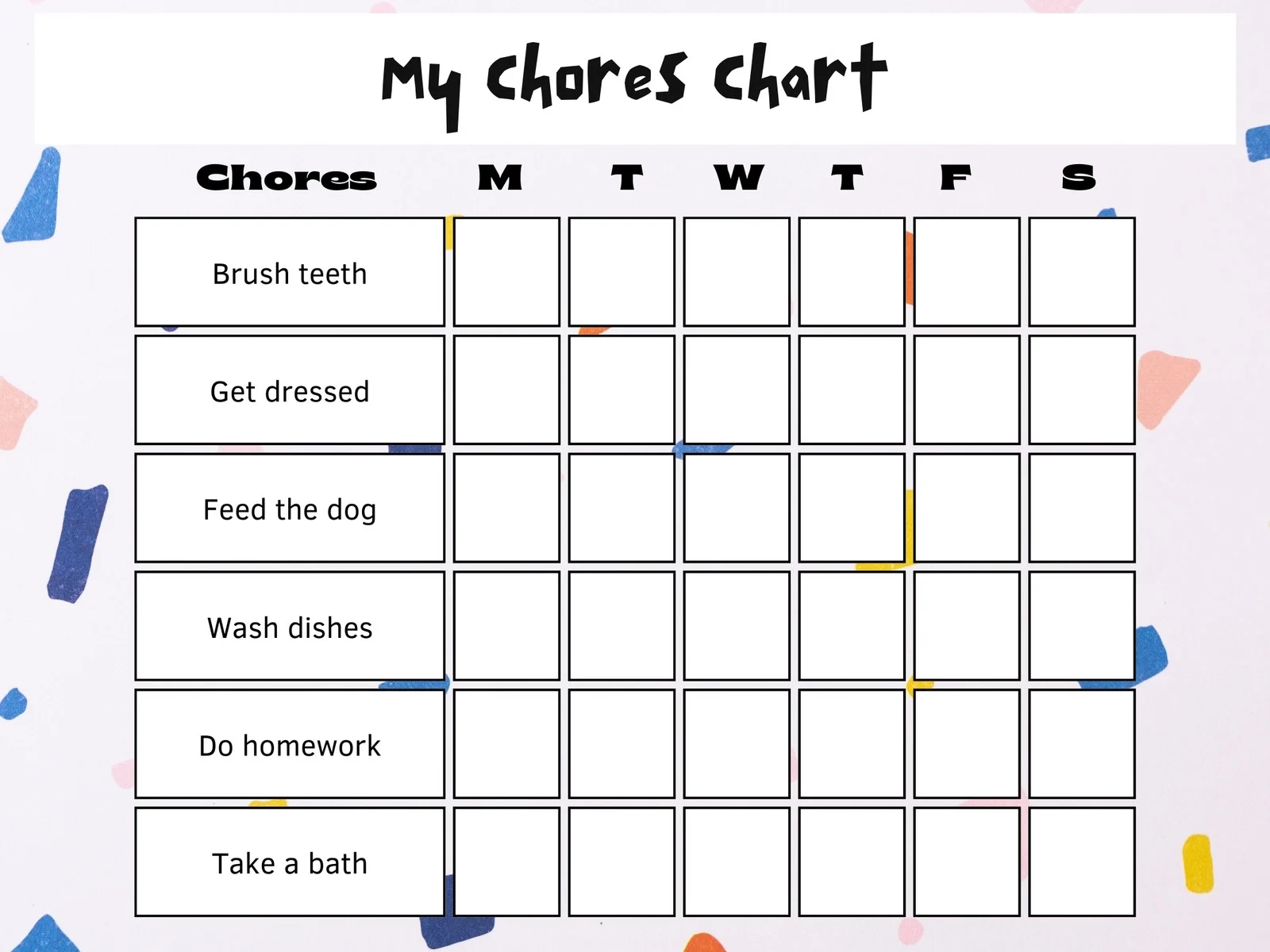 Free And Customizable Chore Templates