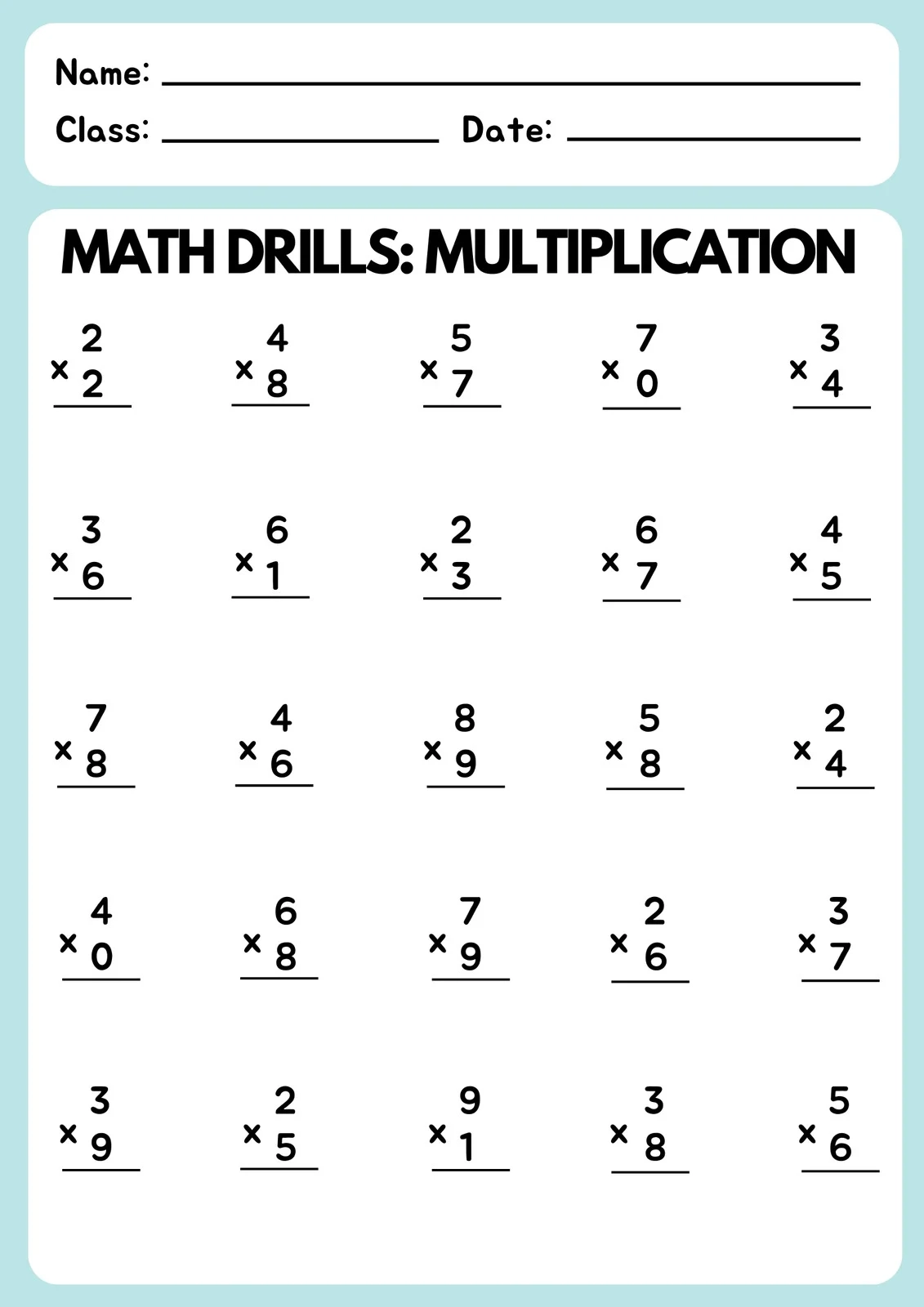 Free And Customizable Multiplication Templates Canva
