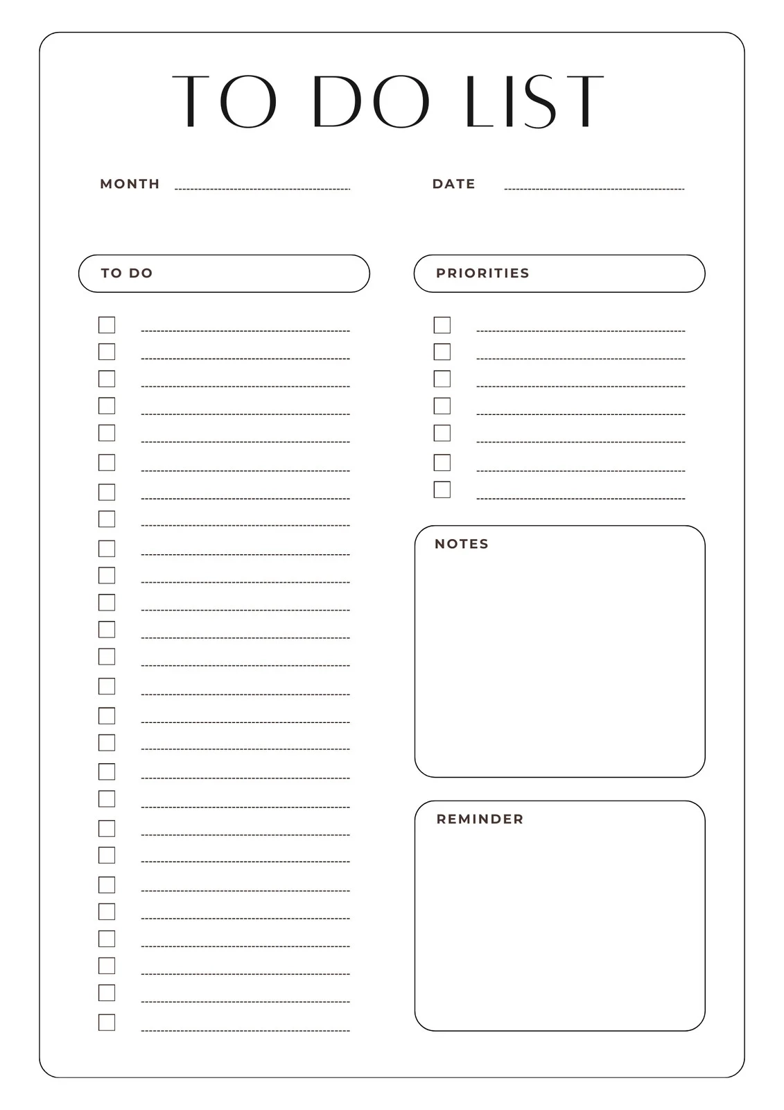 Printable Short To Do List Template Printable Short To Do List Template