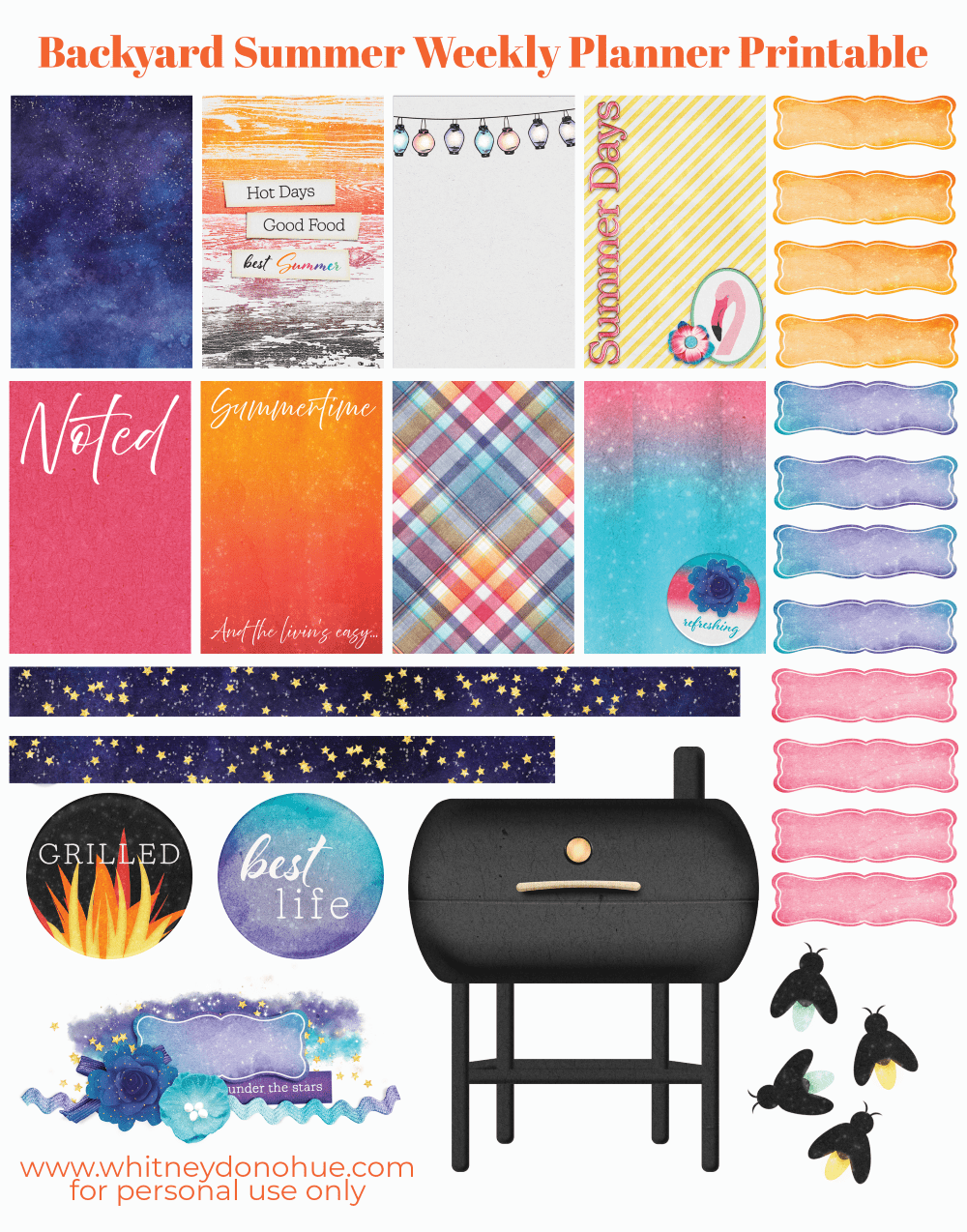 Free Backyard Summer Printable Planner Stickers For HP Classic