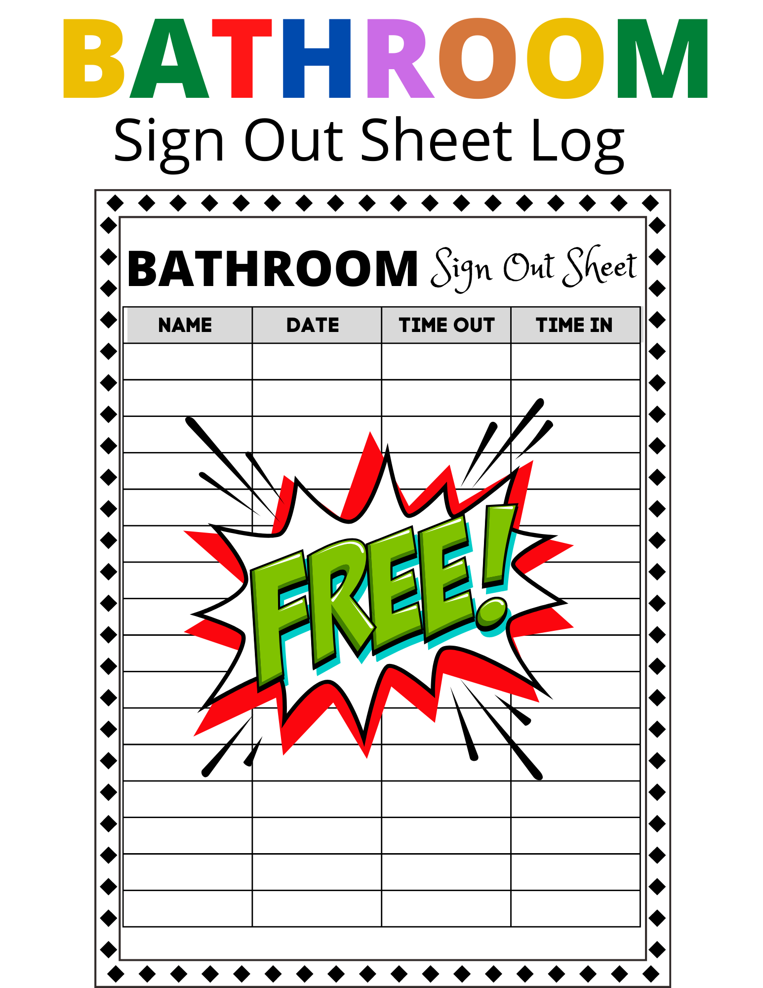 Bathroom Sign Out Sheet Printable