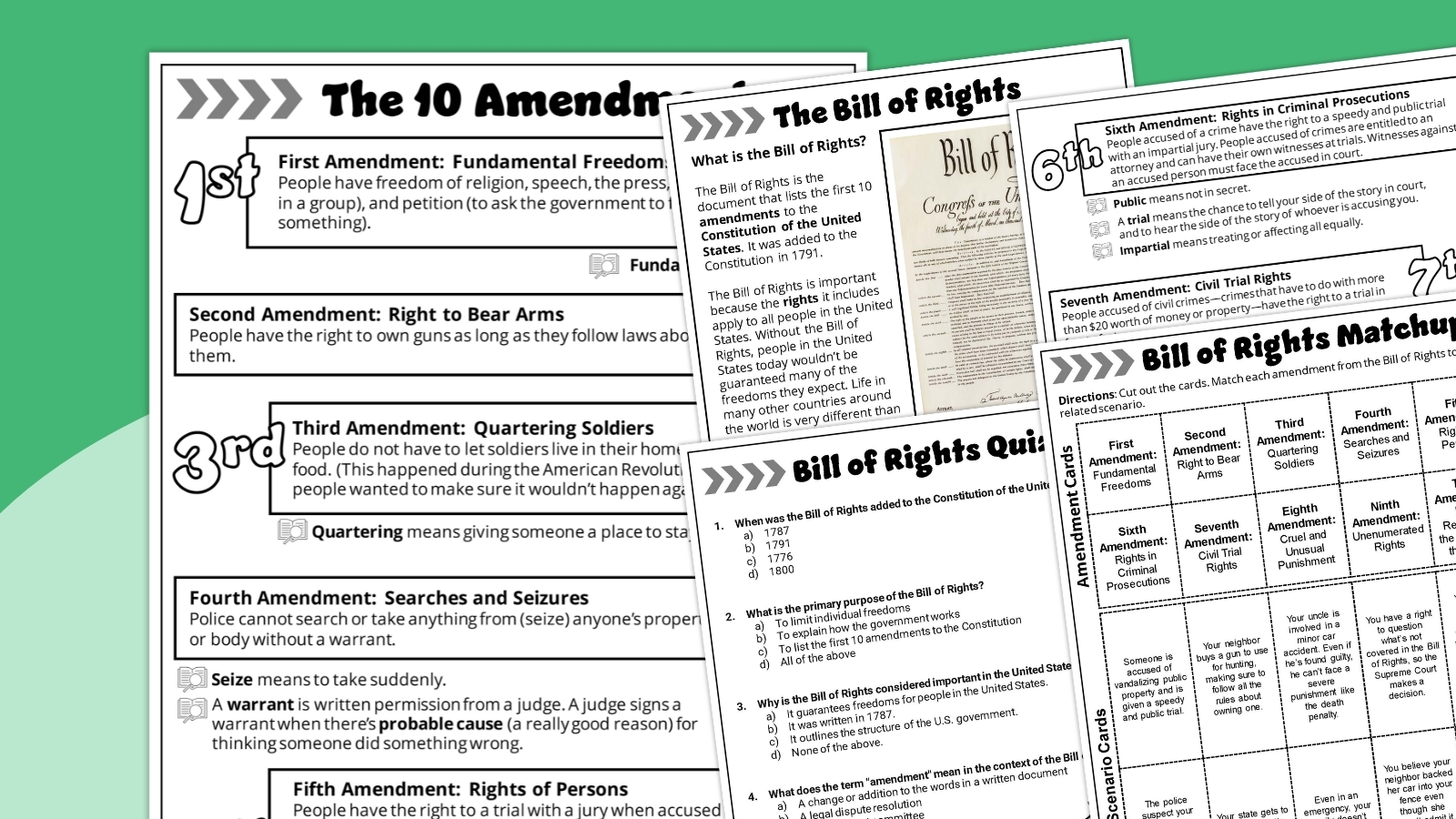 Printable Bill Of Rights Quiz
