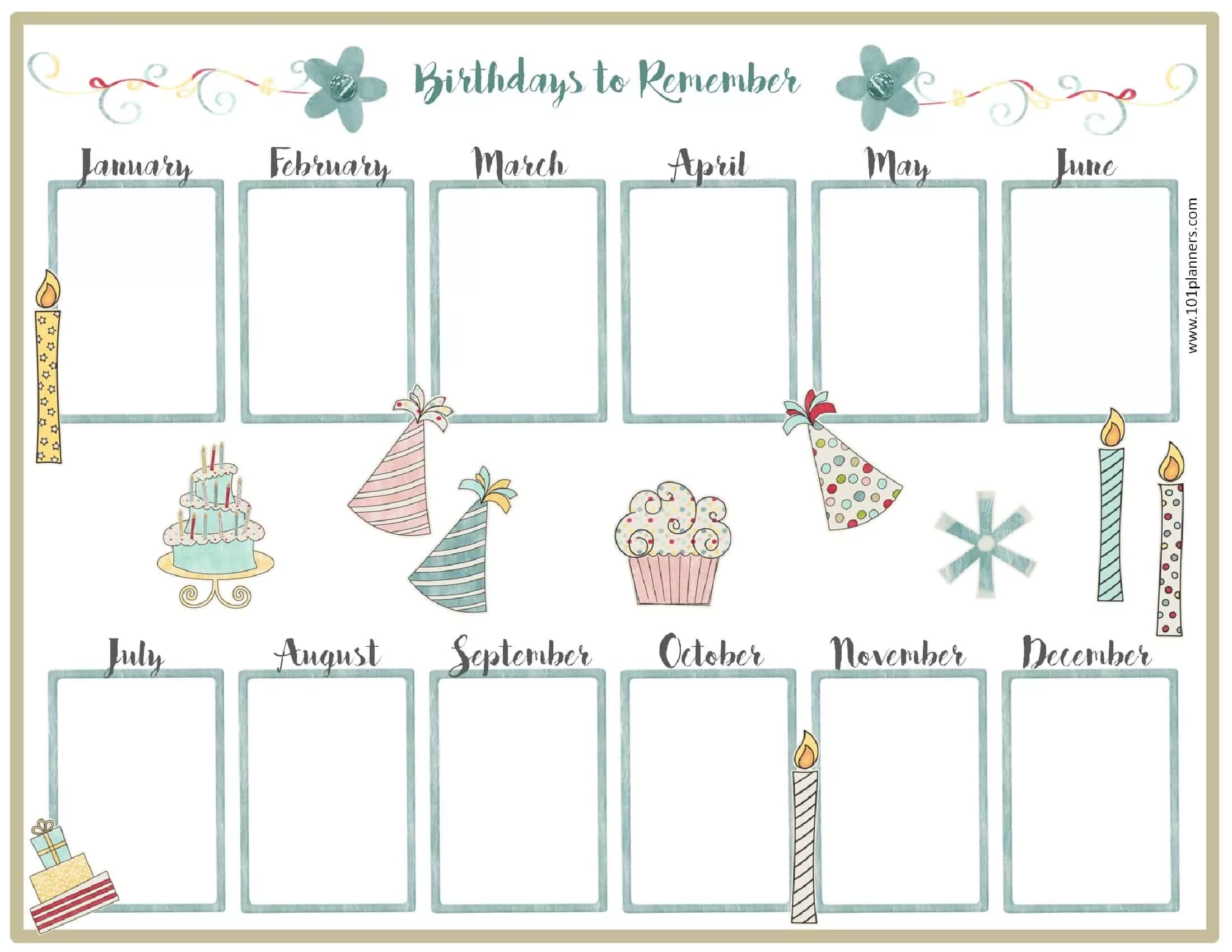 Birthday Reminder Chart Printable