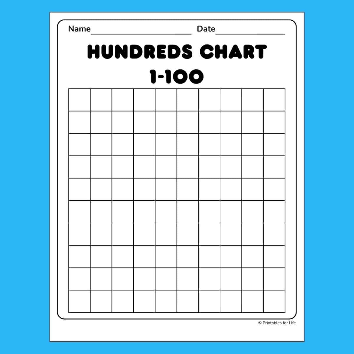 Blank 100 Hundred Chart Printable