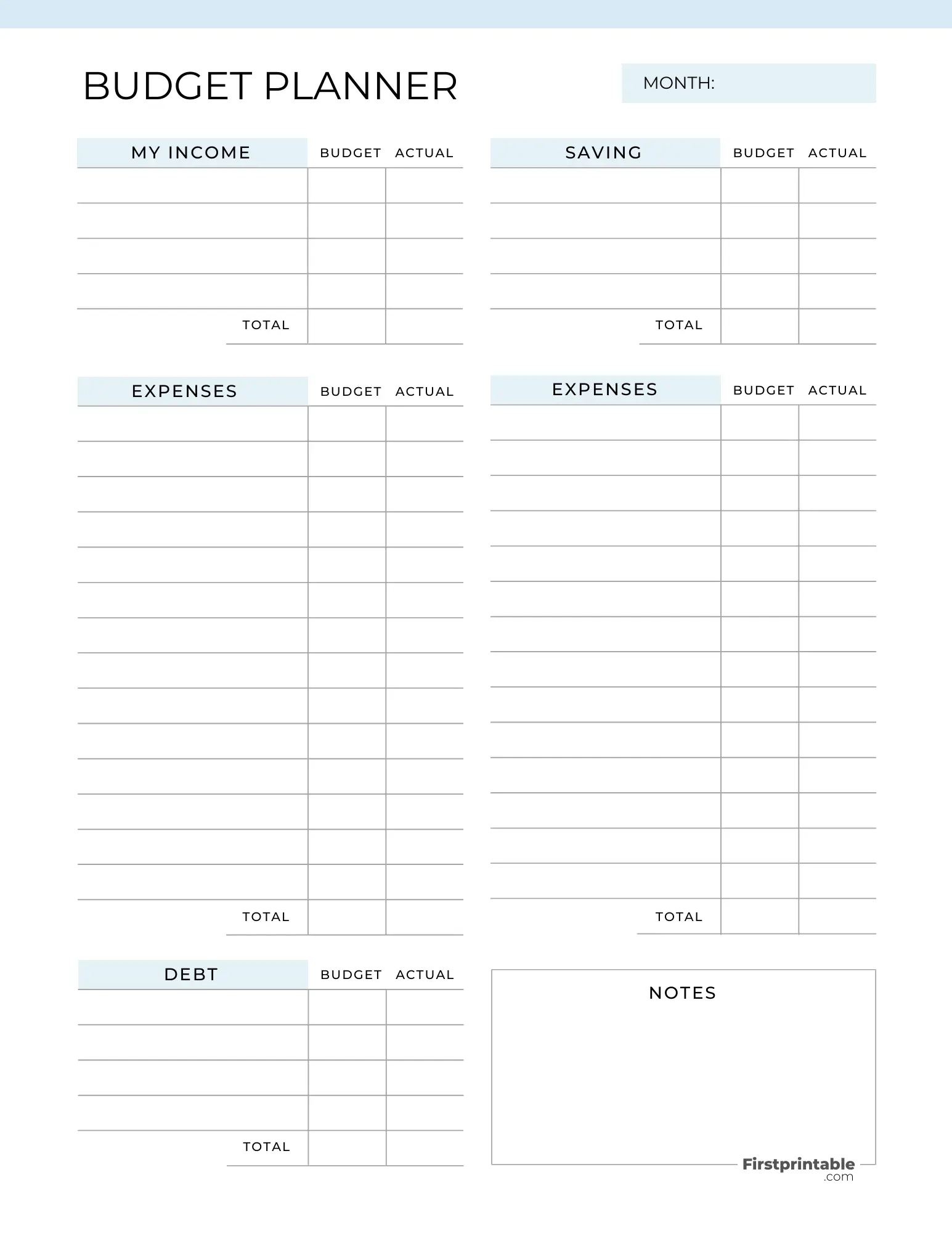 Monthly Budget Planner Printable Free