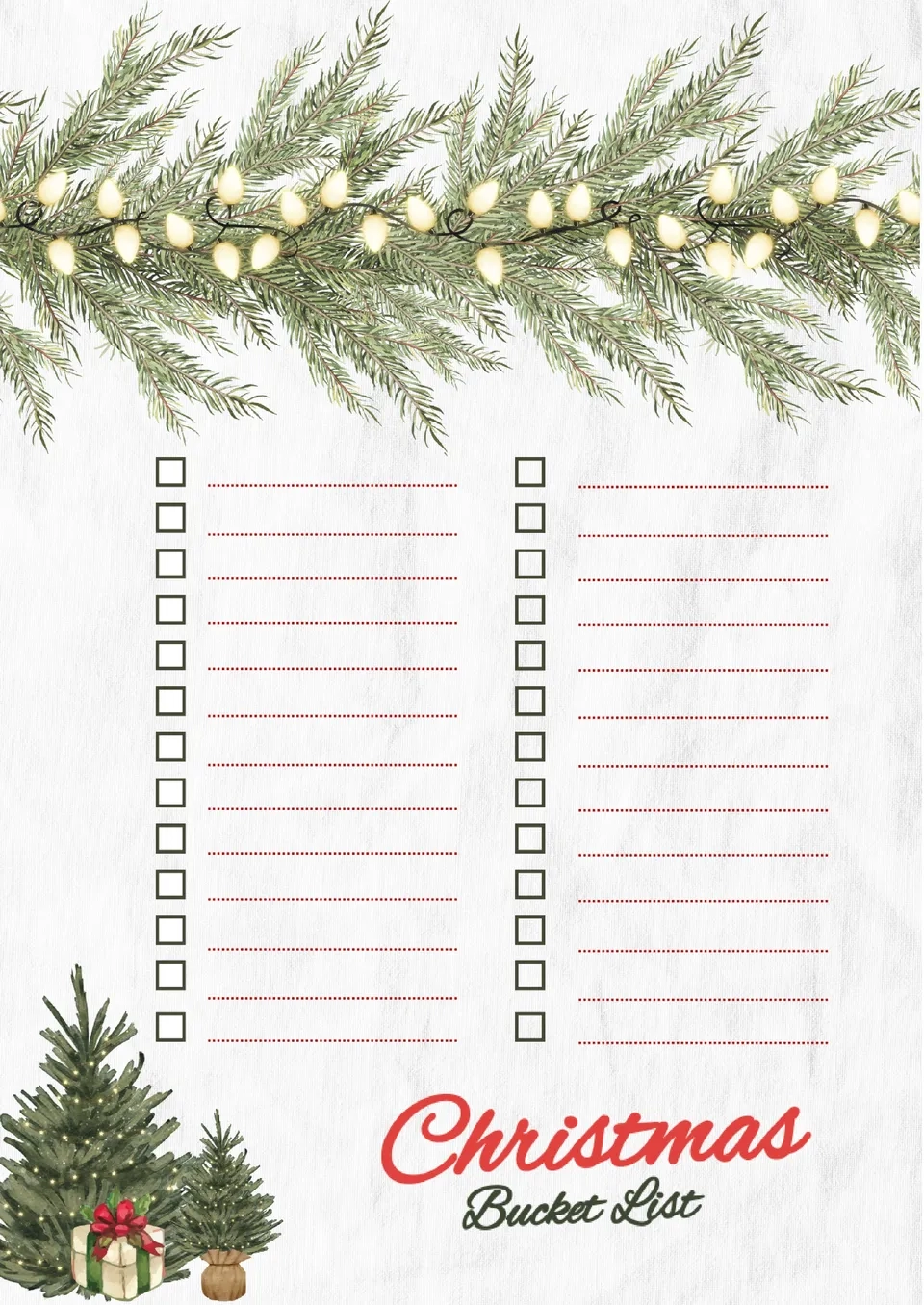 Free Christmas Bucket List Template For Google Docs