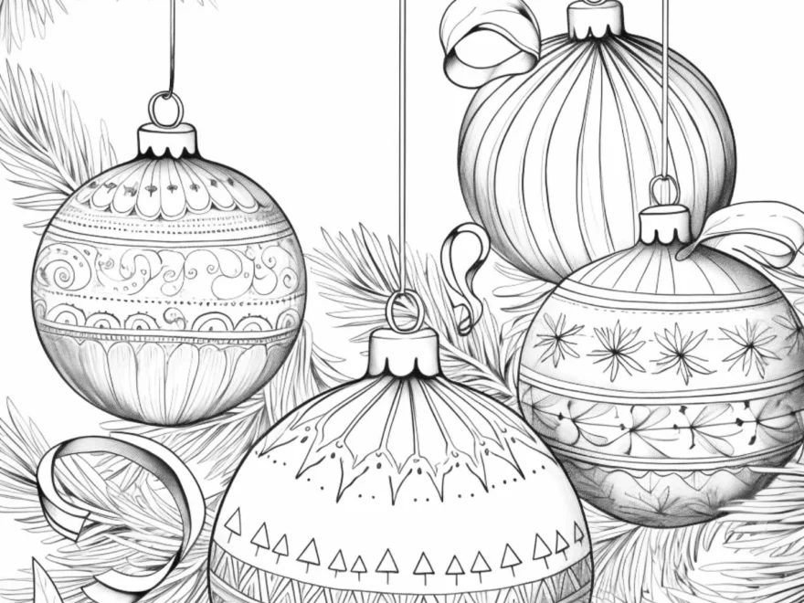 Free Christmas Decorations Grayscale Coloring Pages For Adults Printa RASPIEE