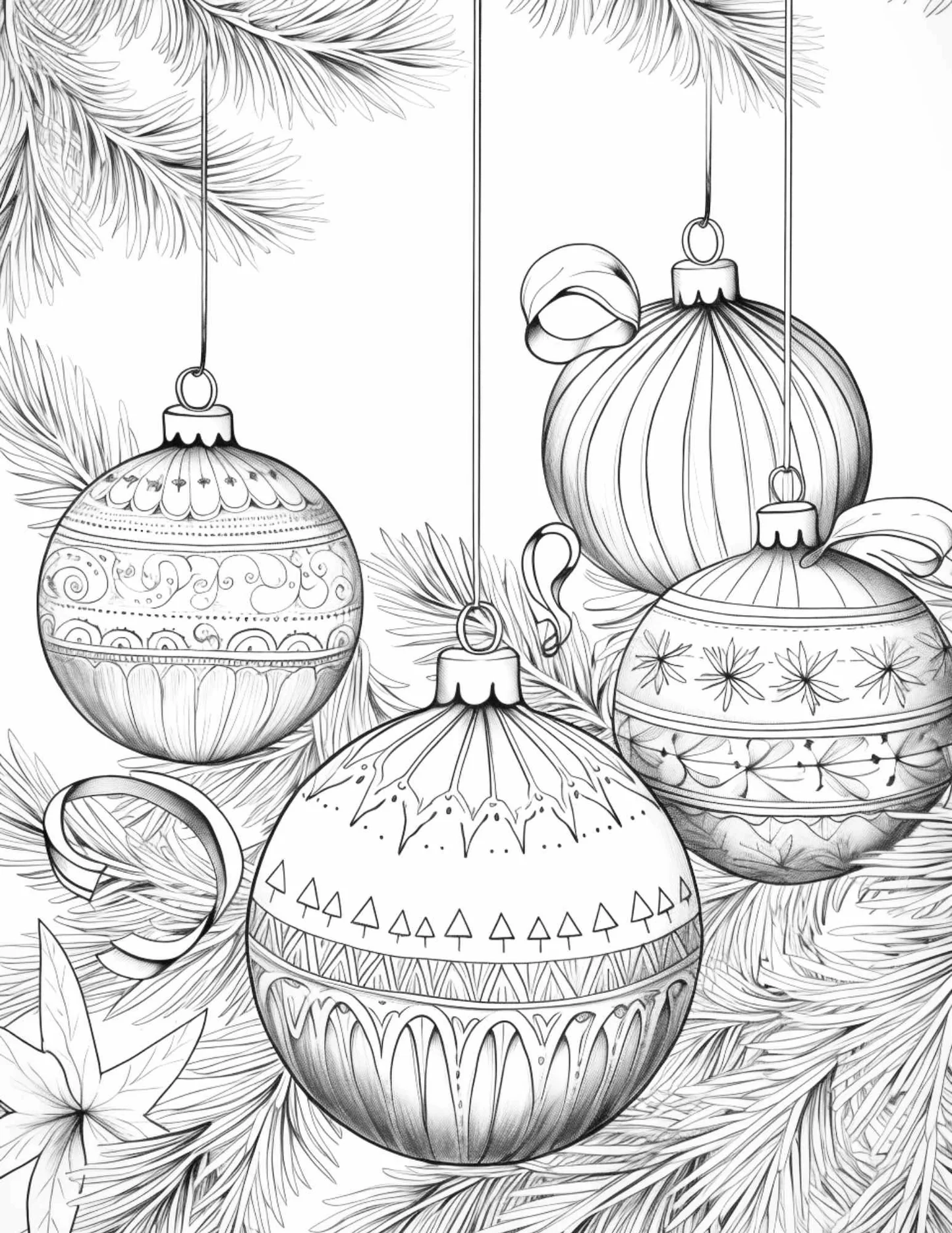 Free Christmas Decorations Grayscale Coloring Pages For Adults Printa RASPIEE
