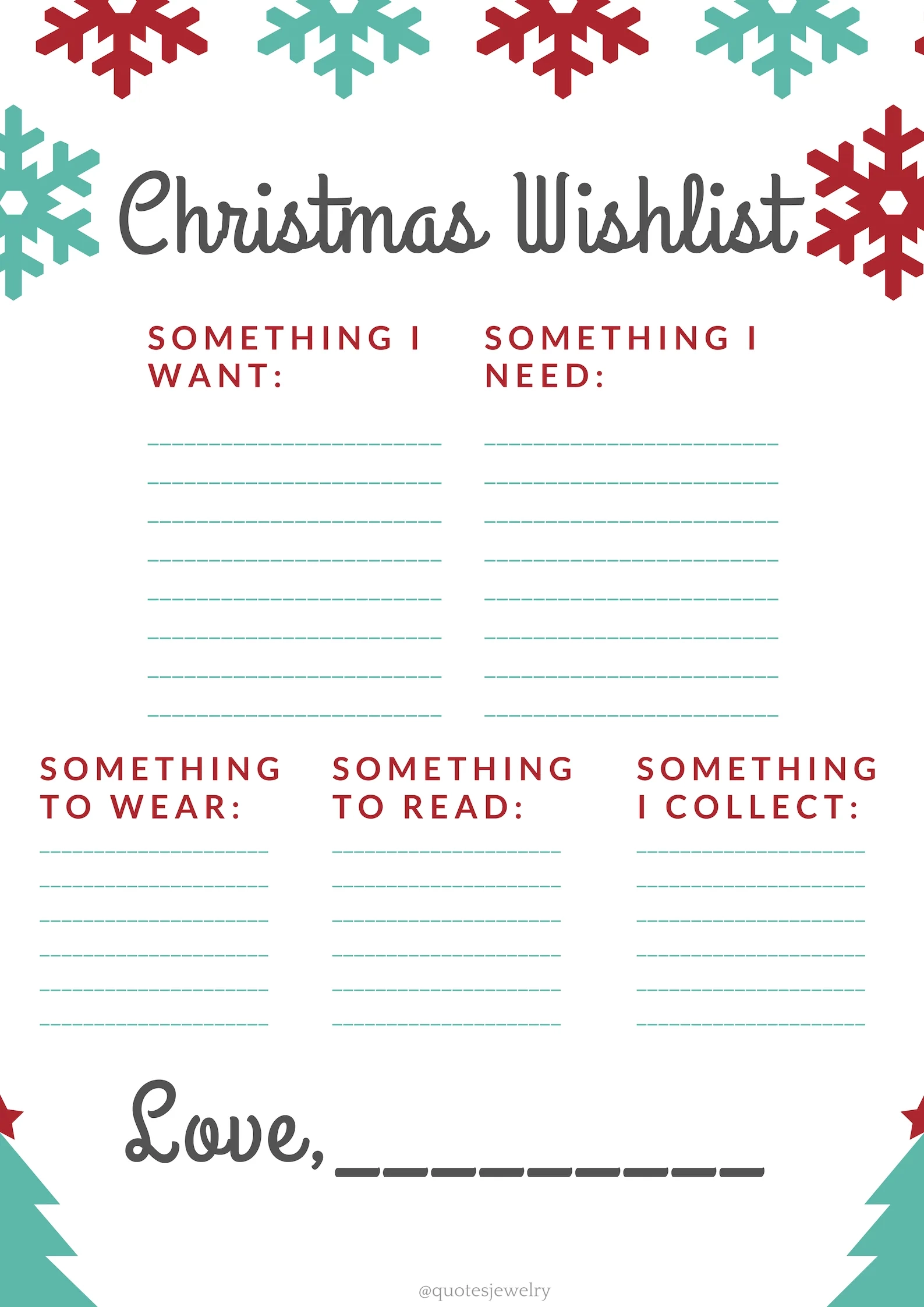 Christmas Wish List Printables Free