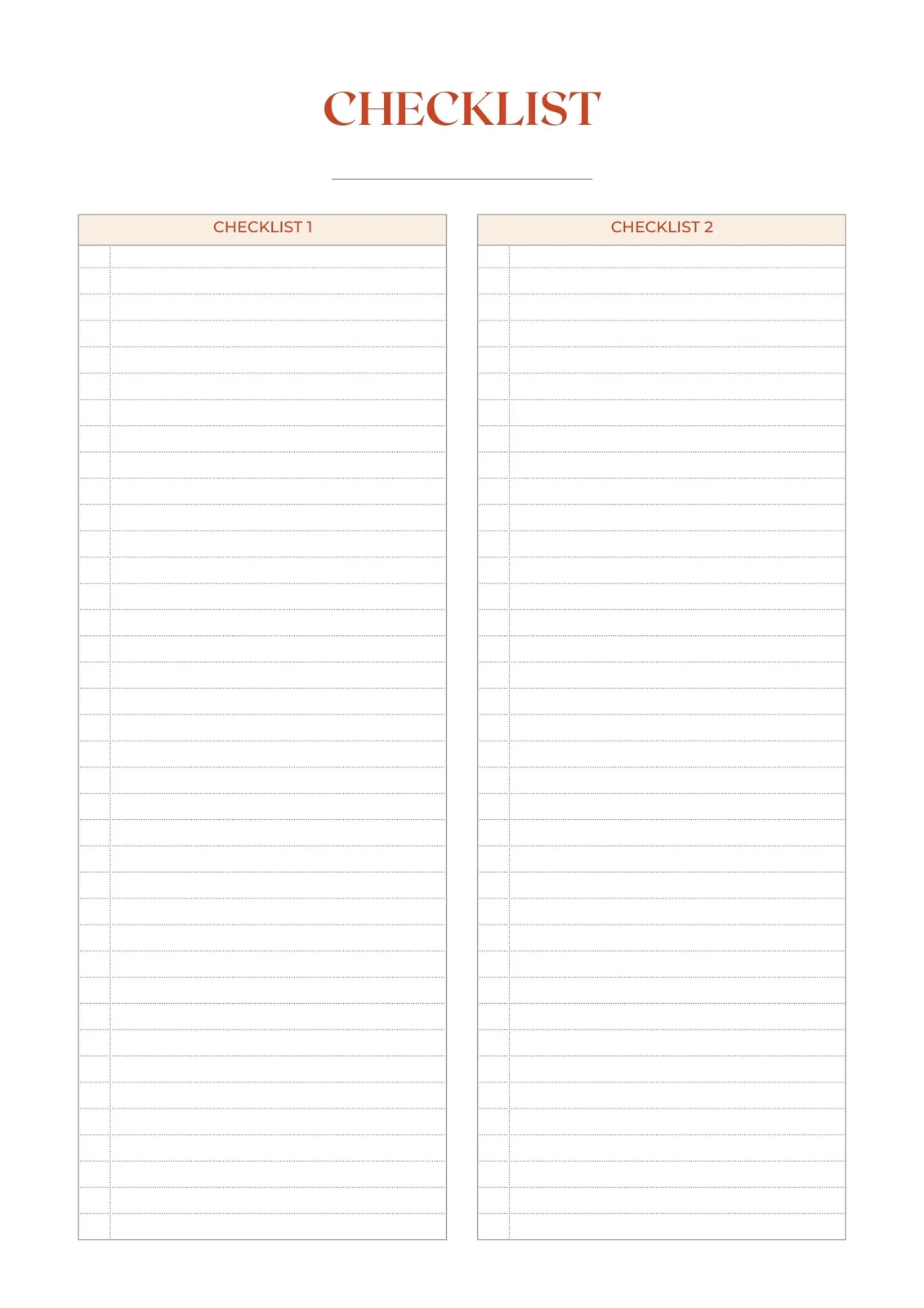 Master List Printable Minimal