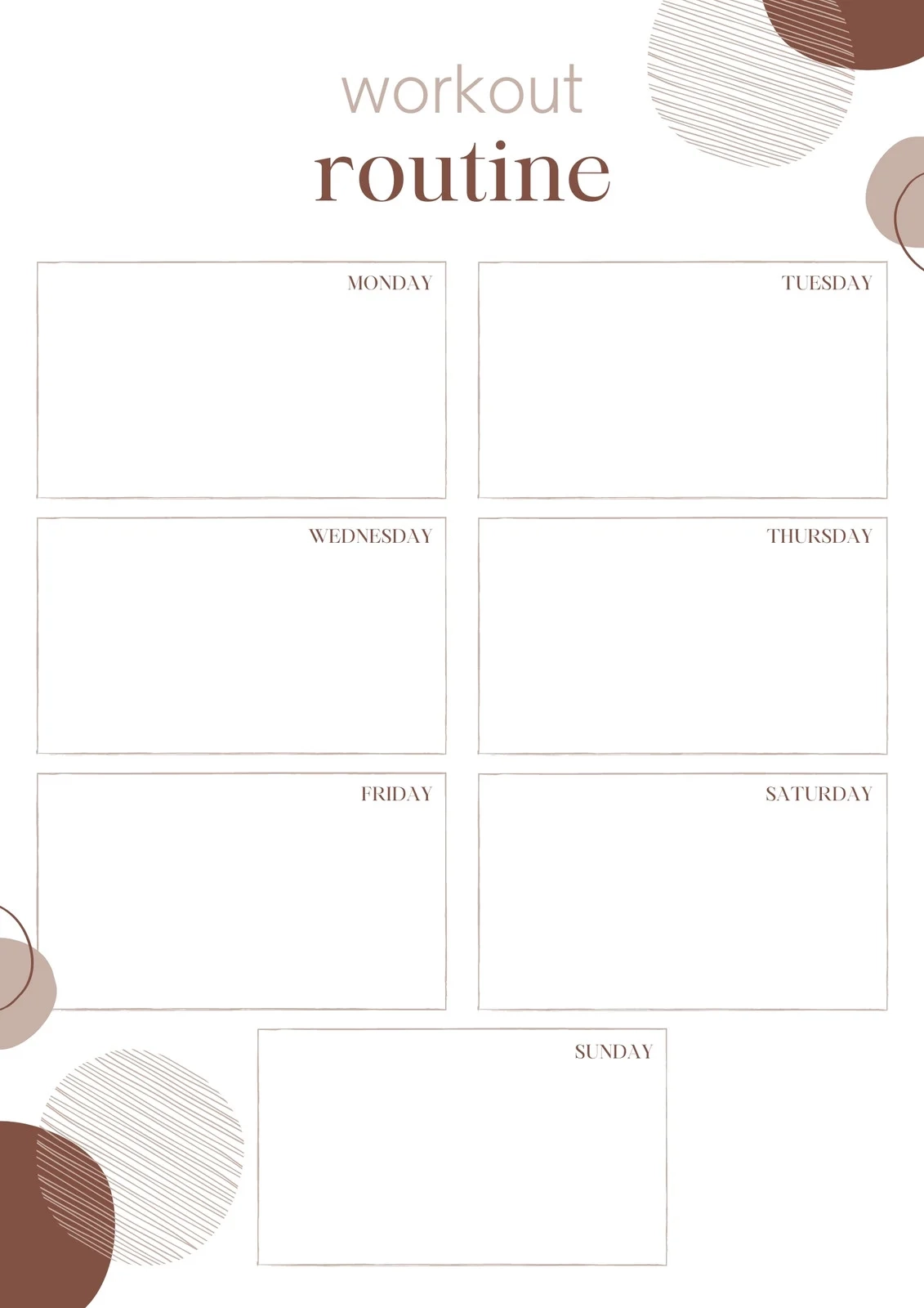 Printable Weekly Workout Schedule