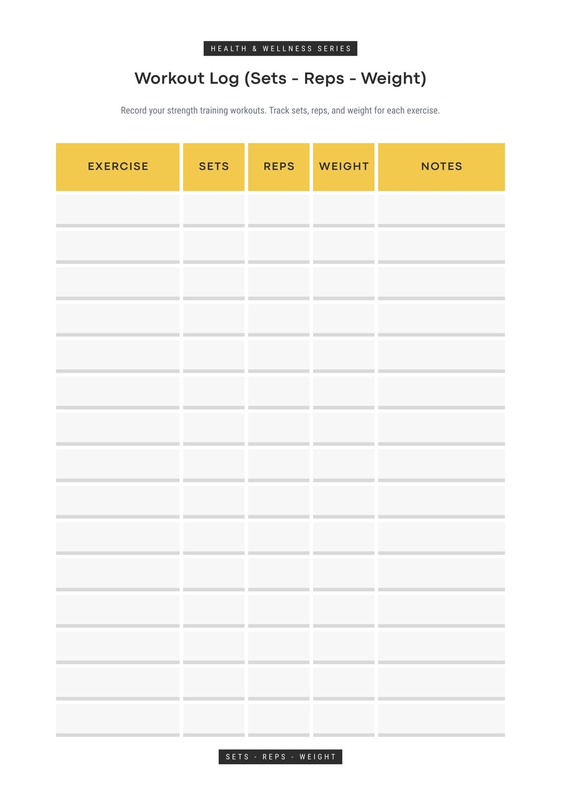 Daily Fitness Workout Planner Printable Sheets