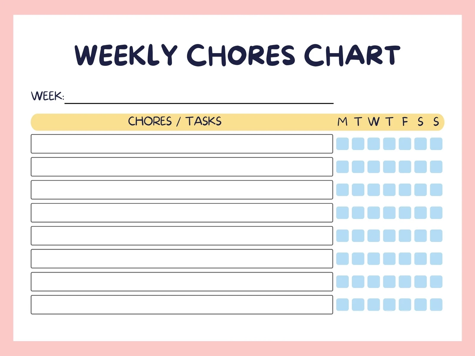 Blank Chores List Template Printable