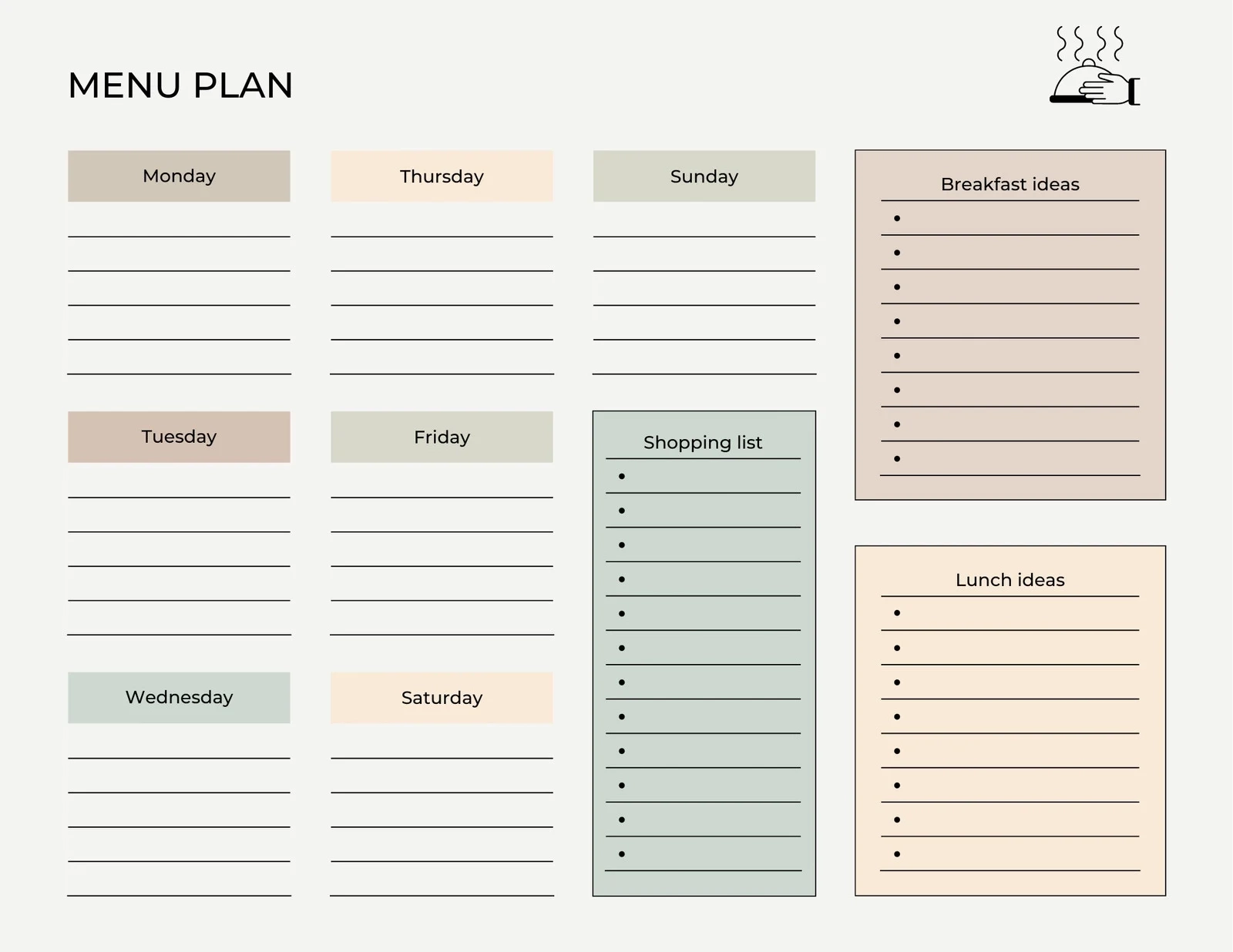 Free Customizable Meal Planner Menu Templates Canva