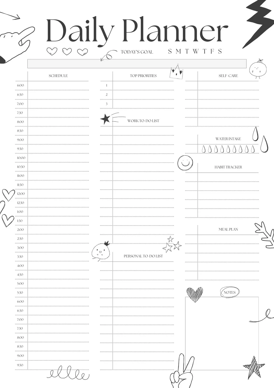 Free Online Printable Day Planner