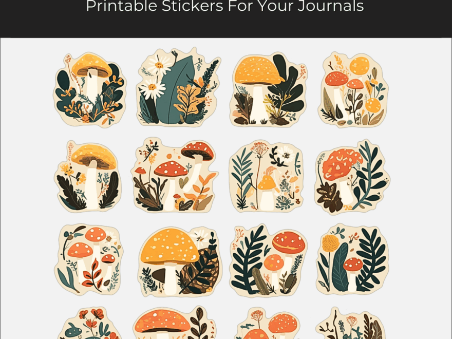 Free Digital Mushroom Life Stickers Printable
