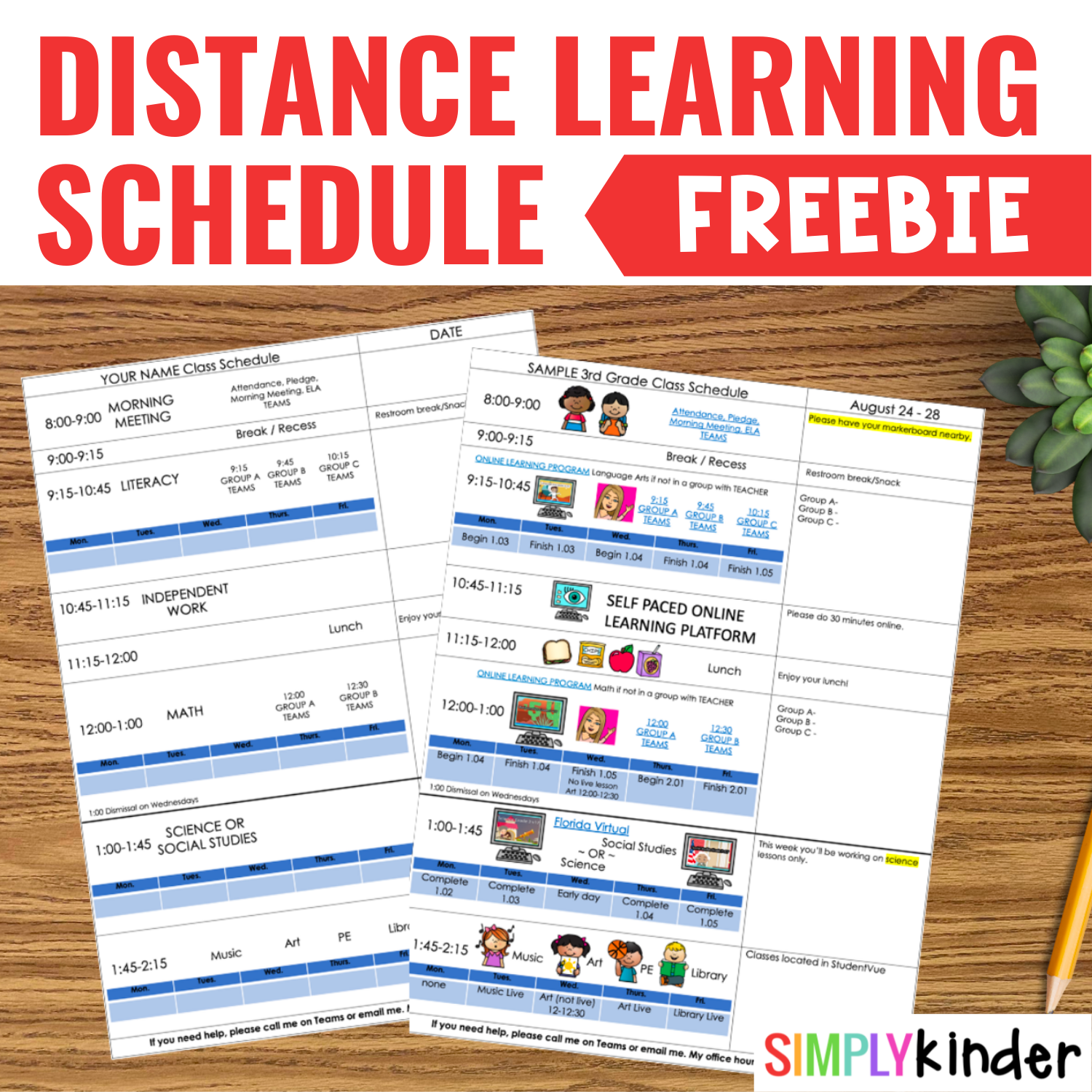 Free Distance Learning Schedule Simply Kinder