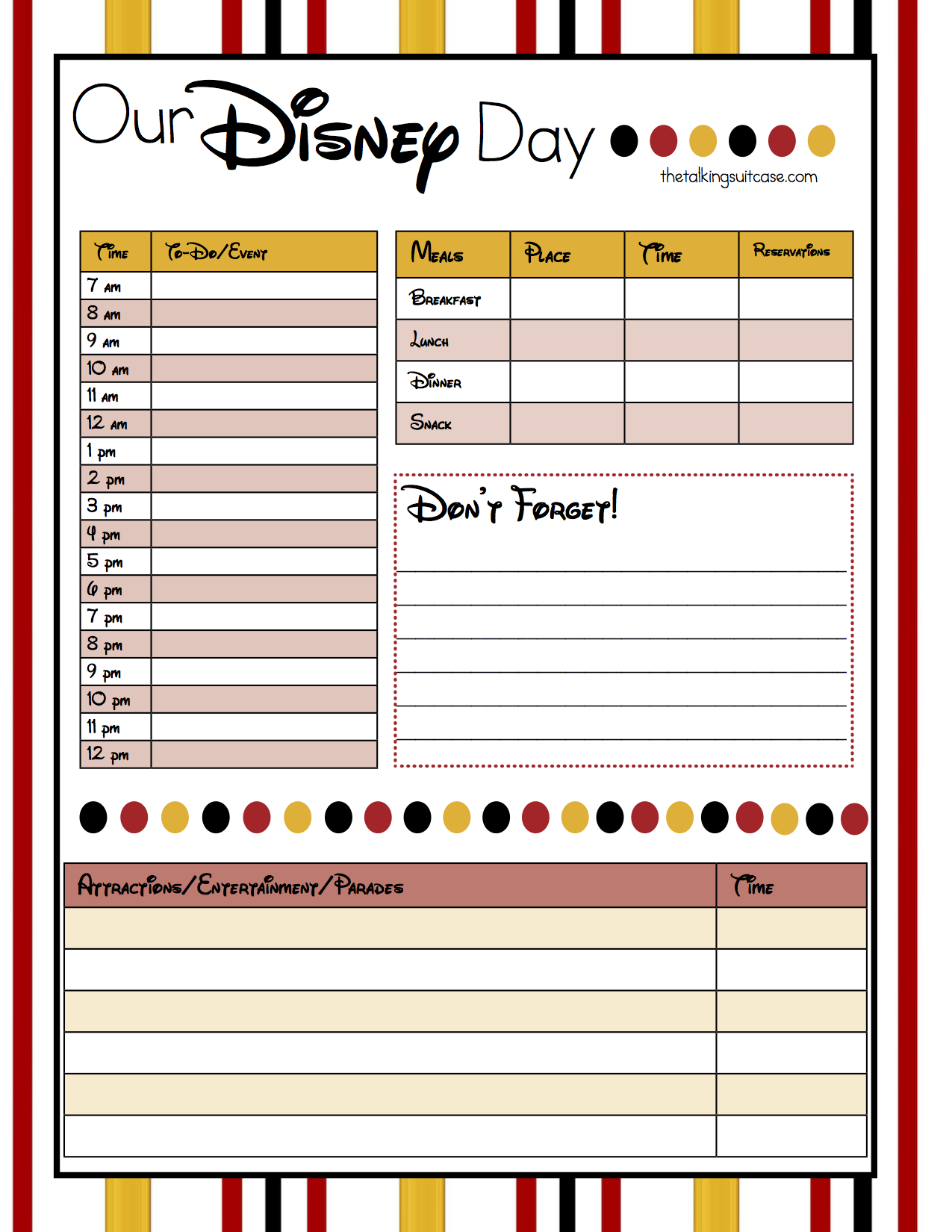 Printable Disney Daily Planner