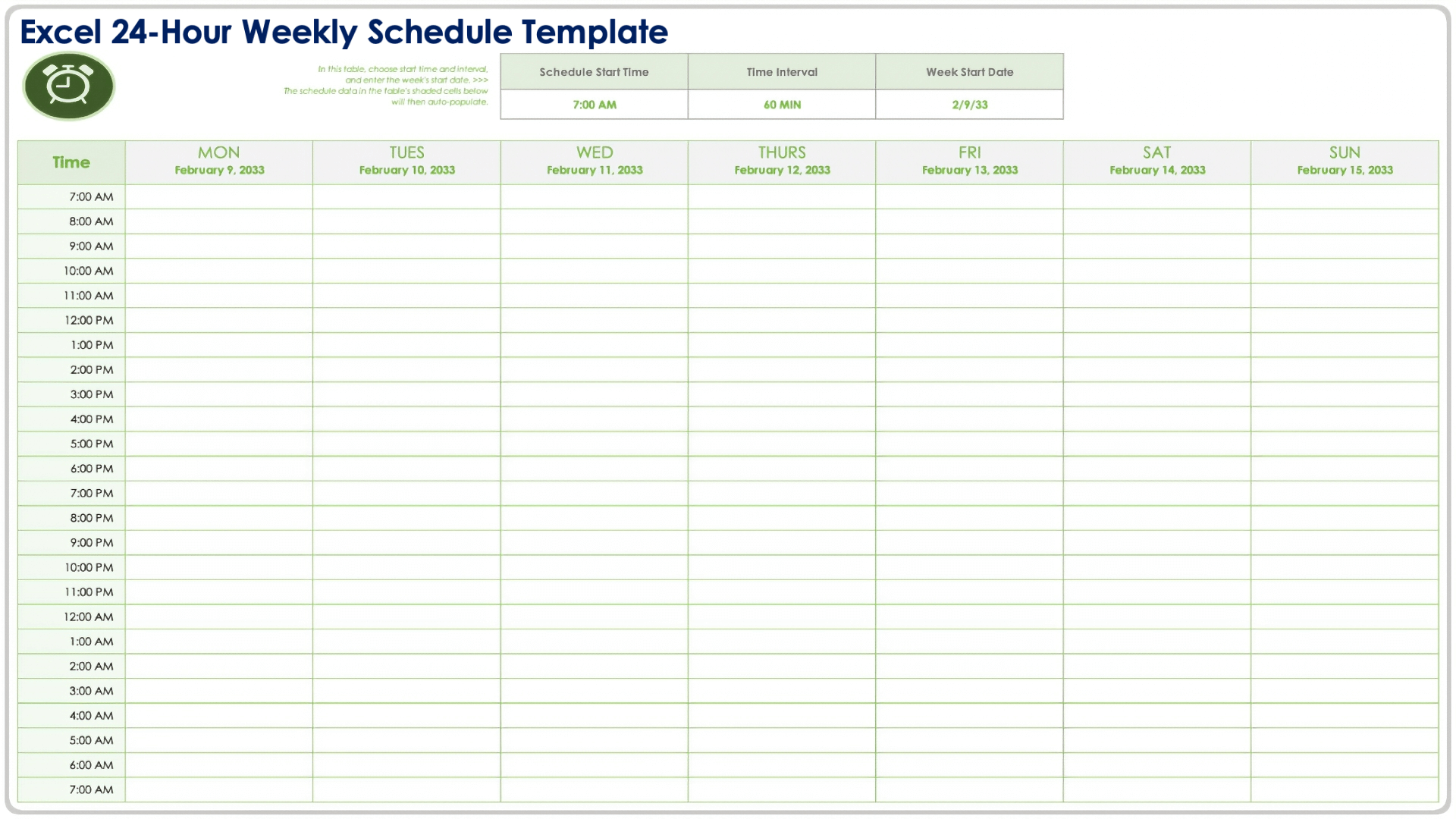 Weekly Hourly Printable Schedule