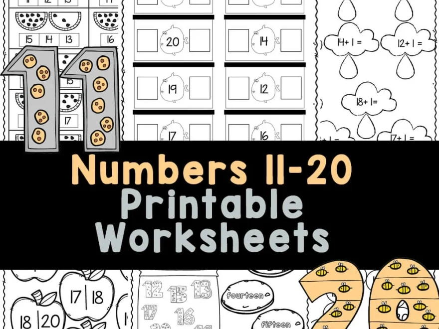 FREE Kindergarten Teen Numbers 11 20 Worksheets