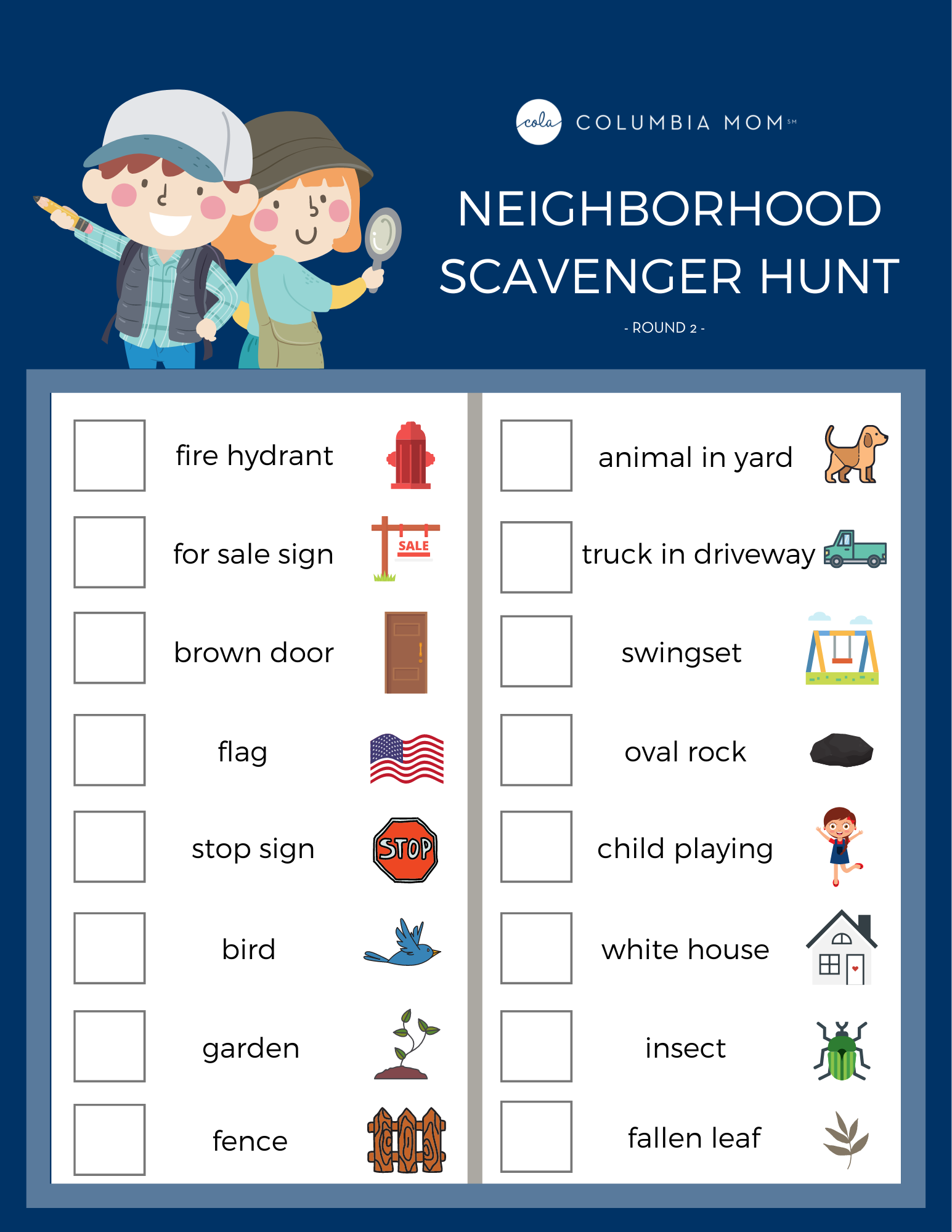 Free Printable Scavenger Hunt Lists