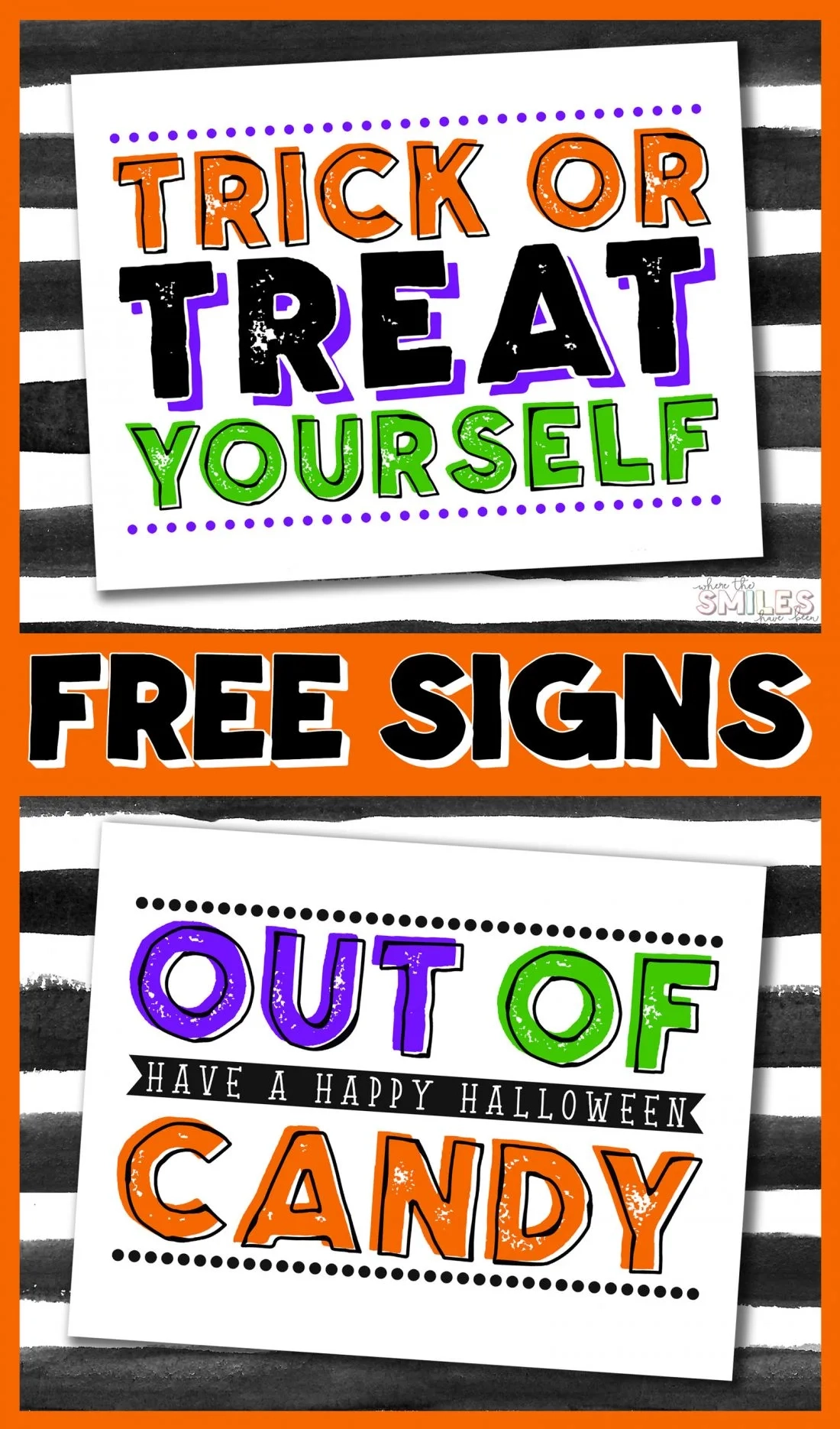 FREE Out Of Candy Sign Halloween Printable
