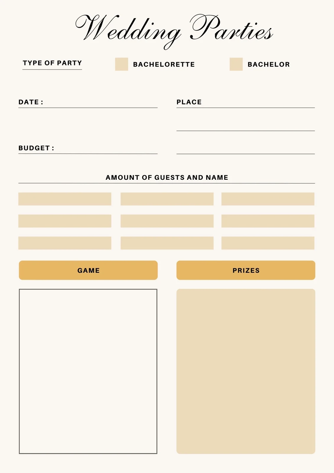 Free Printables Planner For Bachelorette Party