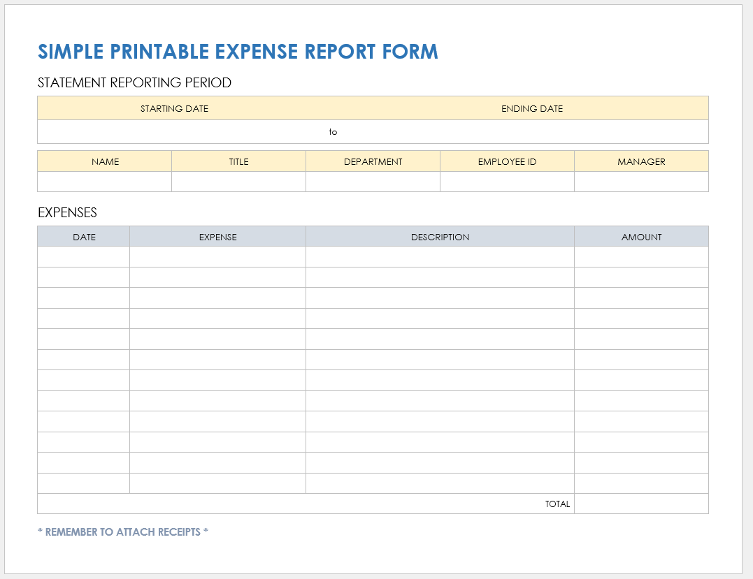 Free Printable Expense Sheet