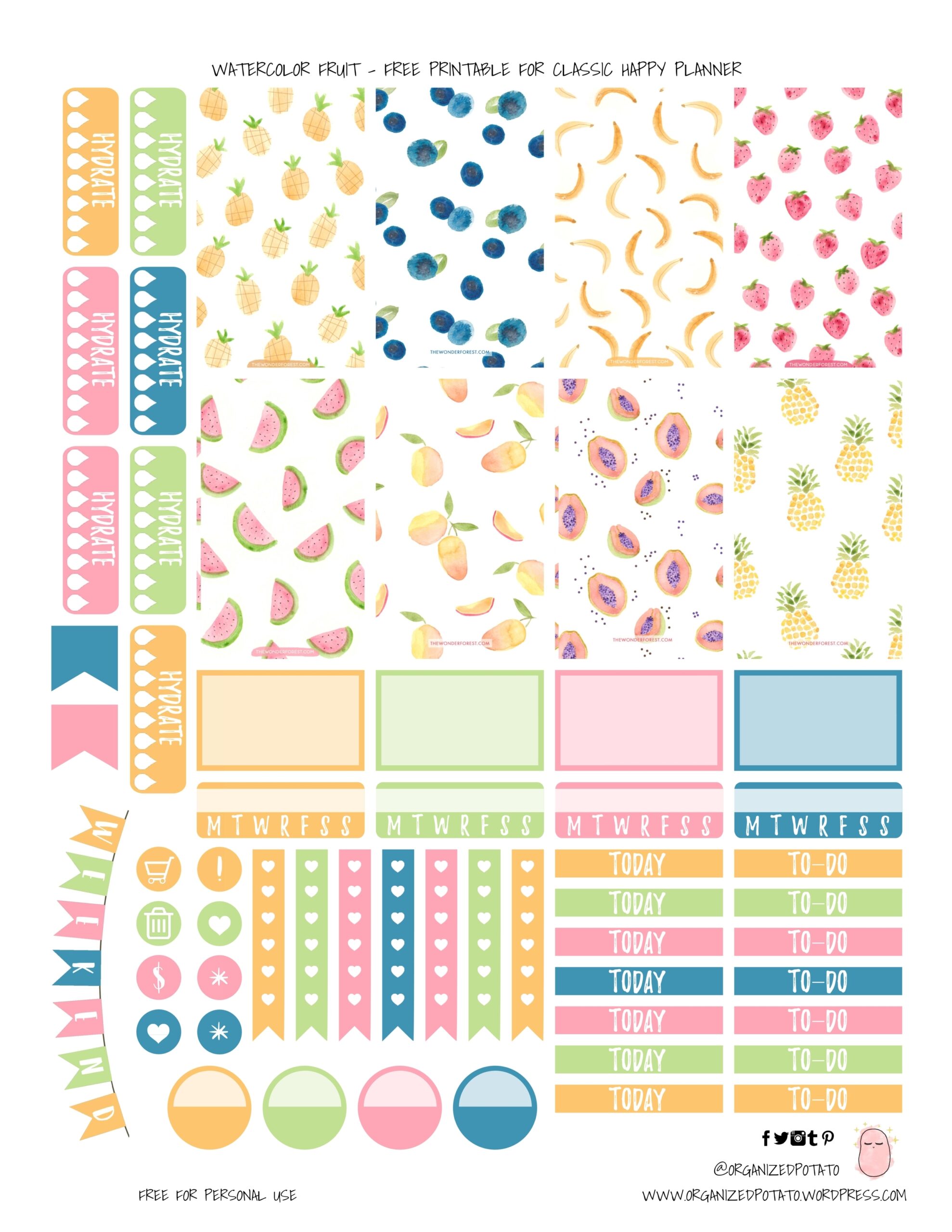 Free Printable Planner Stickers Watercolor