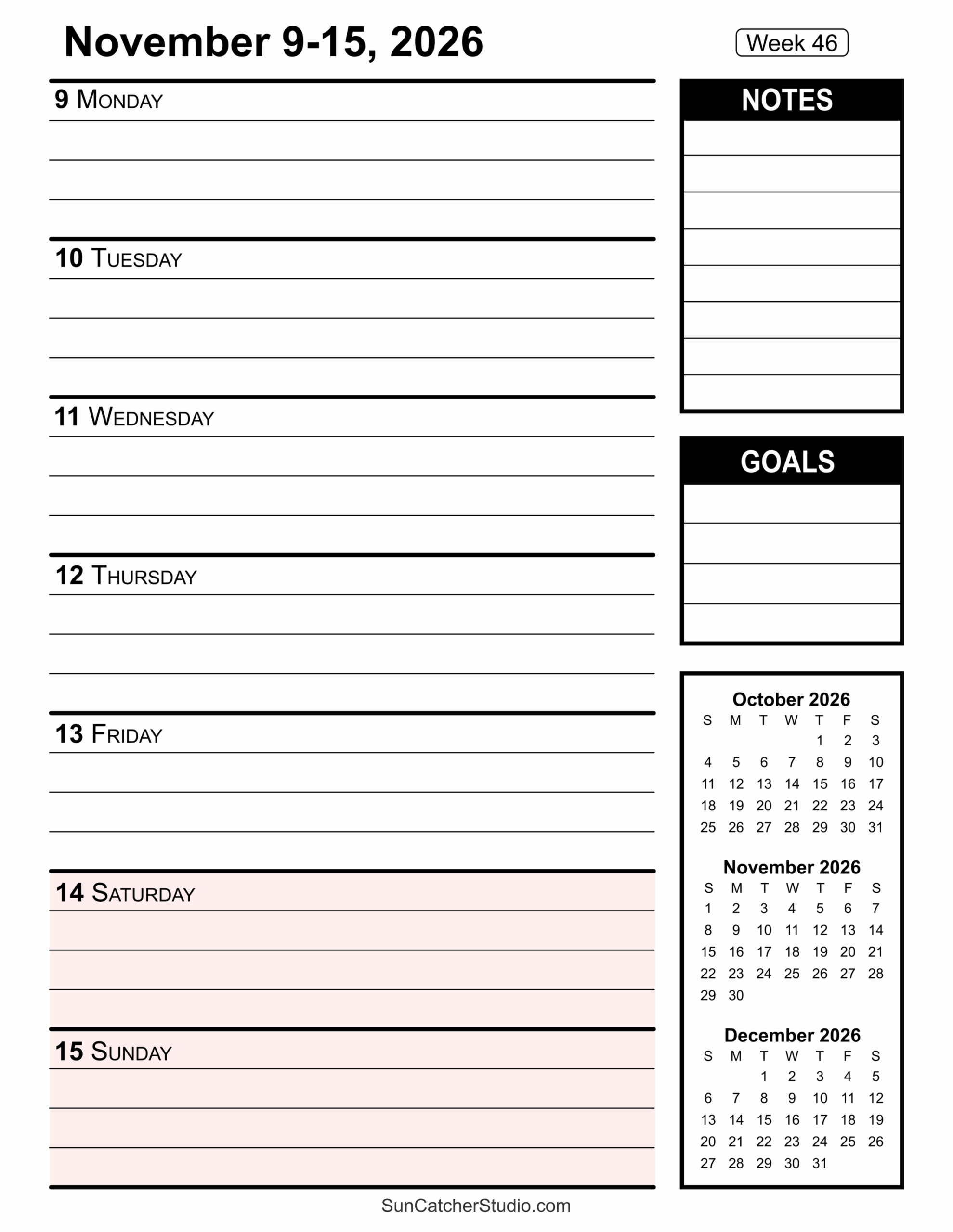 Free Printable 2026 Weekly Calendars For Easy Planning Free Printables Monograms Design Tools Patterns DIY Projects