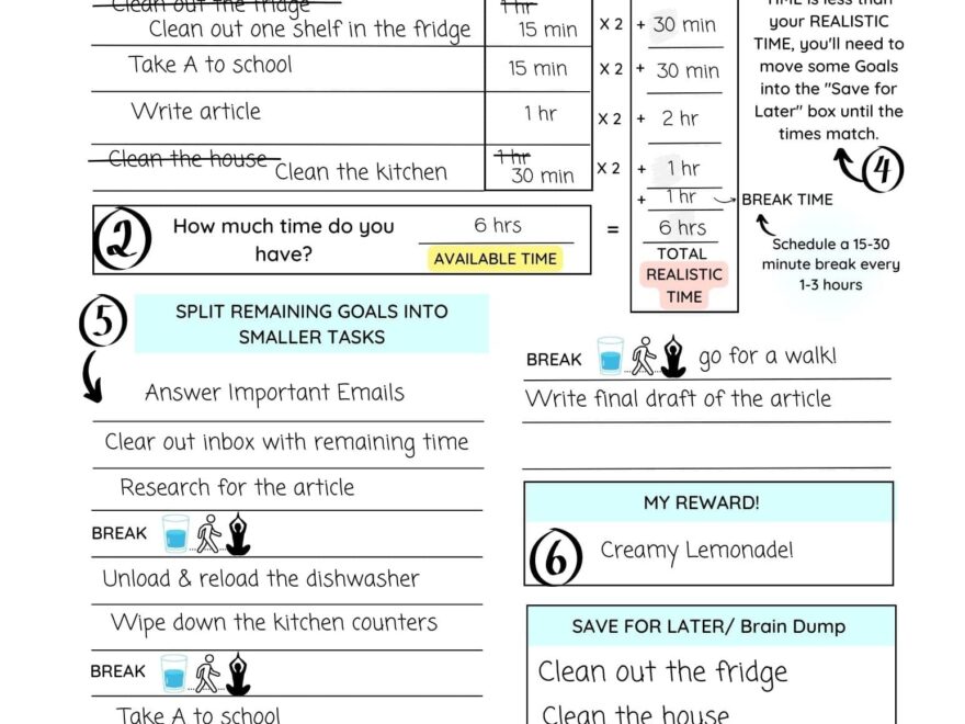 Free Printable ADHD Daily Planner Achieve Realistic Goals Honestly ADHD